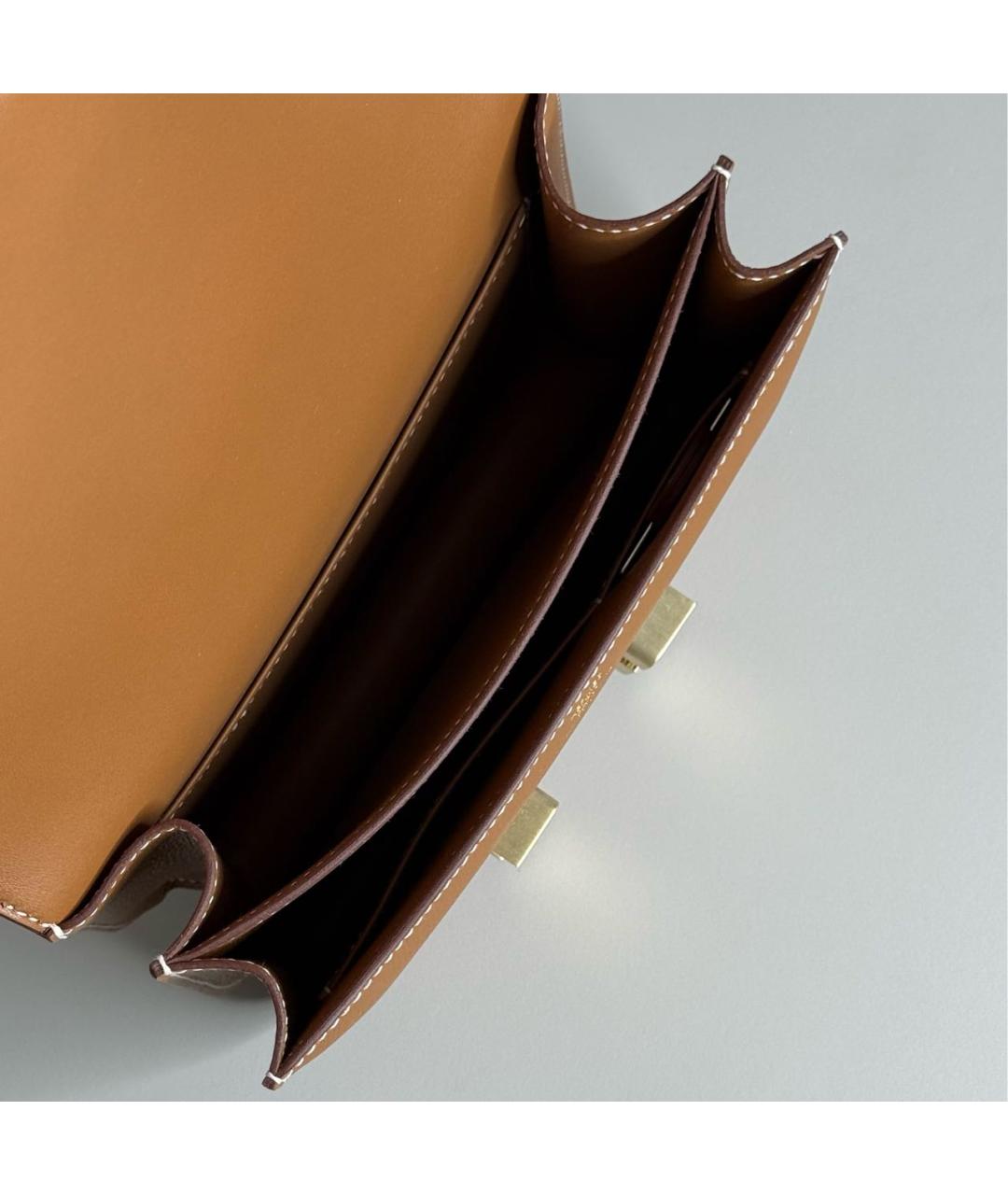 HERMES Золотая кожаная сумка через плечо, фото 4
