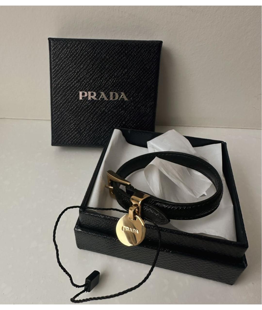 PRADA Черный кожаный браслет, фото 2