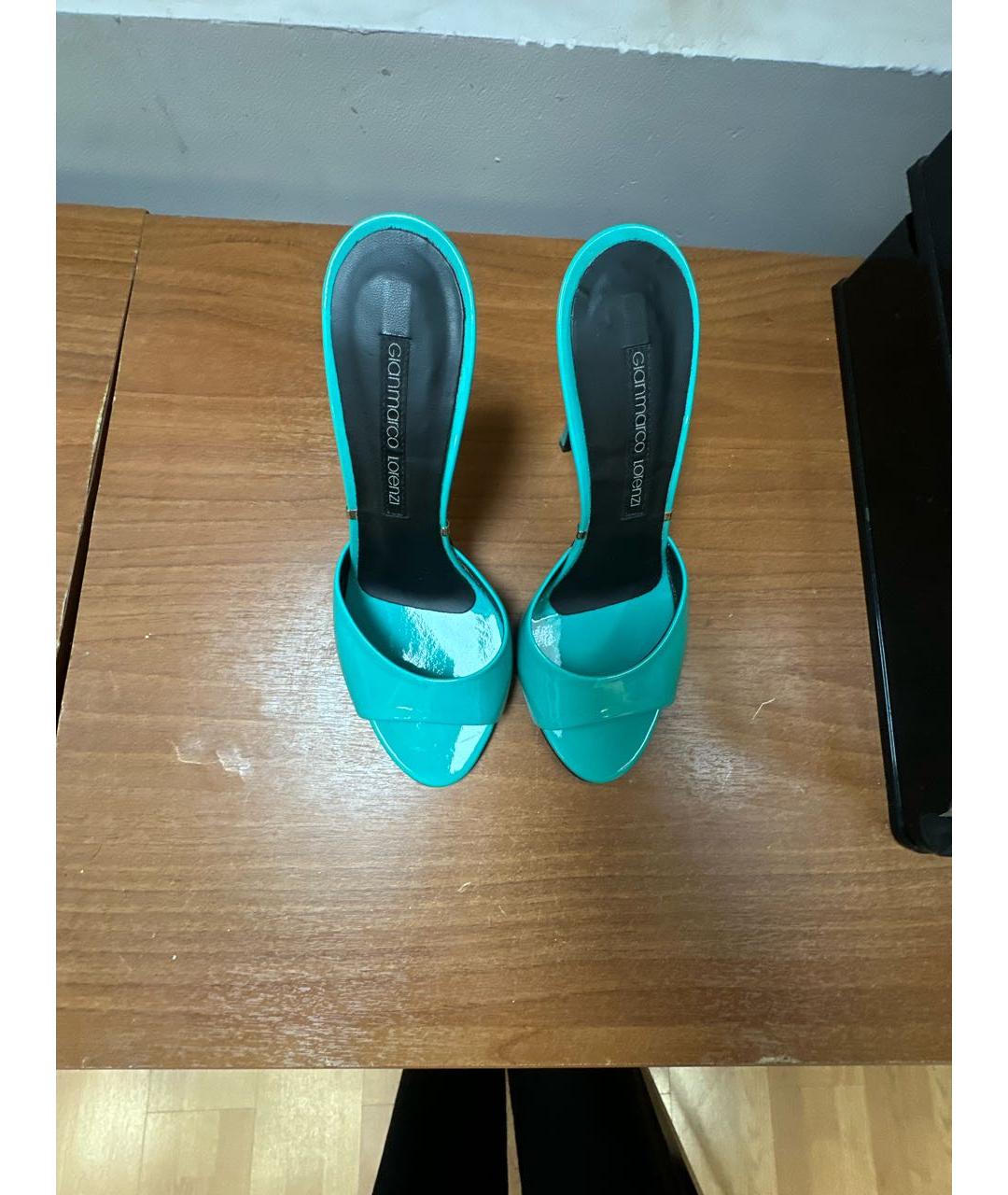 GIAN MARCO LORENZI Зеленые босоножки из лакированной кожи, фото 2