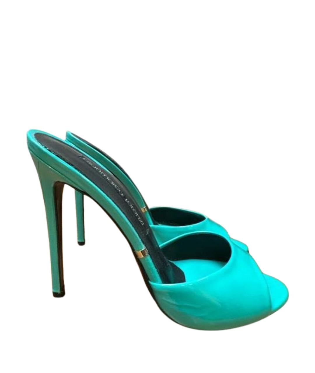 GIAN MARCO LORENZI Зеленые босоножки из лакированной кожи, фото 1