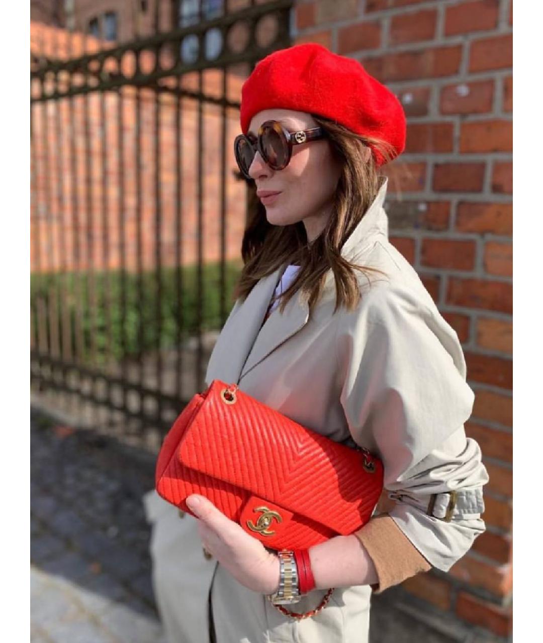 CHANEL Красная кожаная сумка через плечо, фото 9