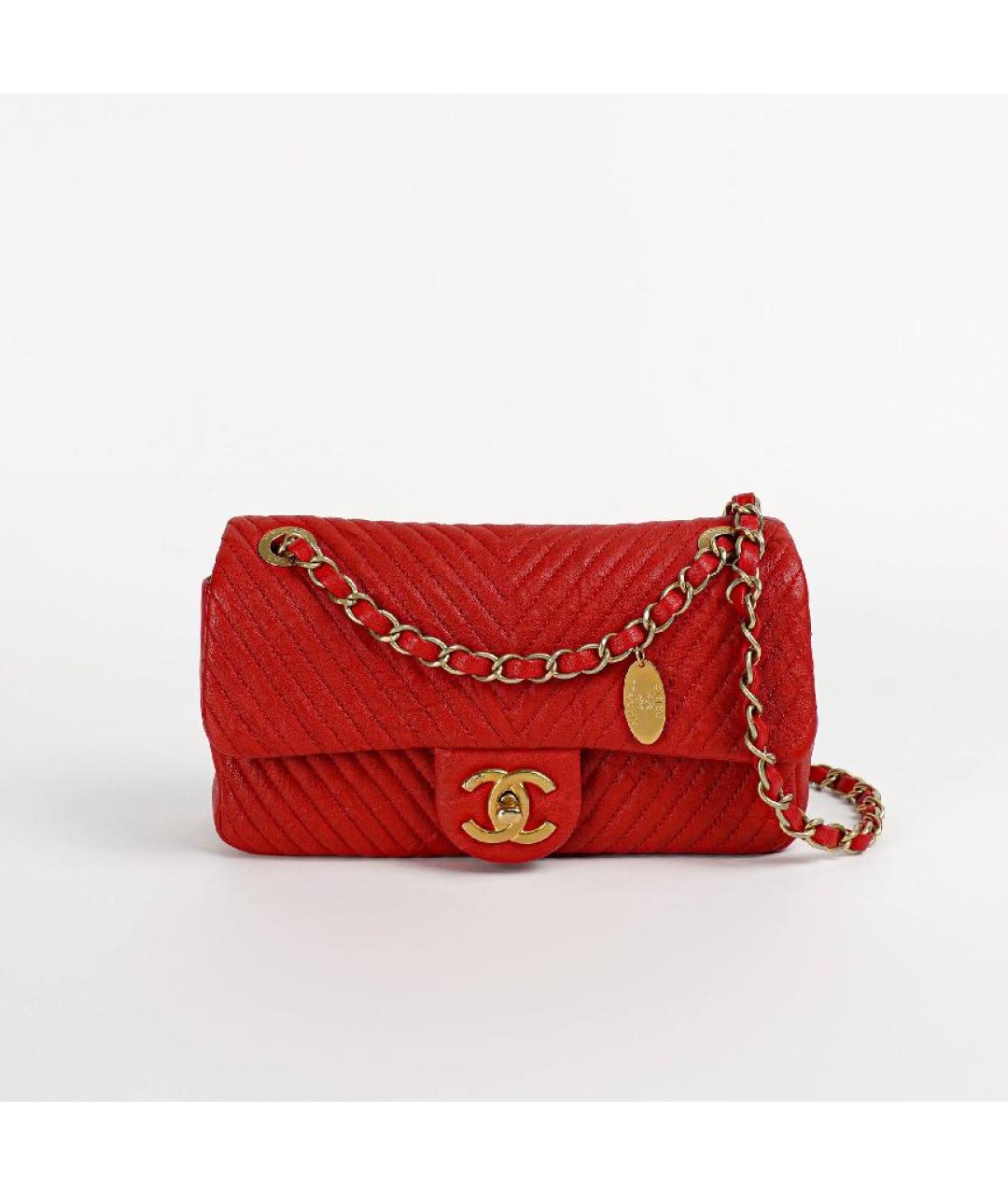 CHANEL Красная кожаная сумка через плечо, фото 10