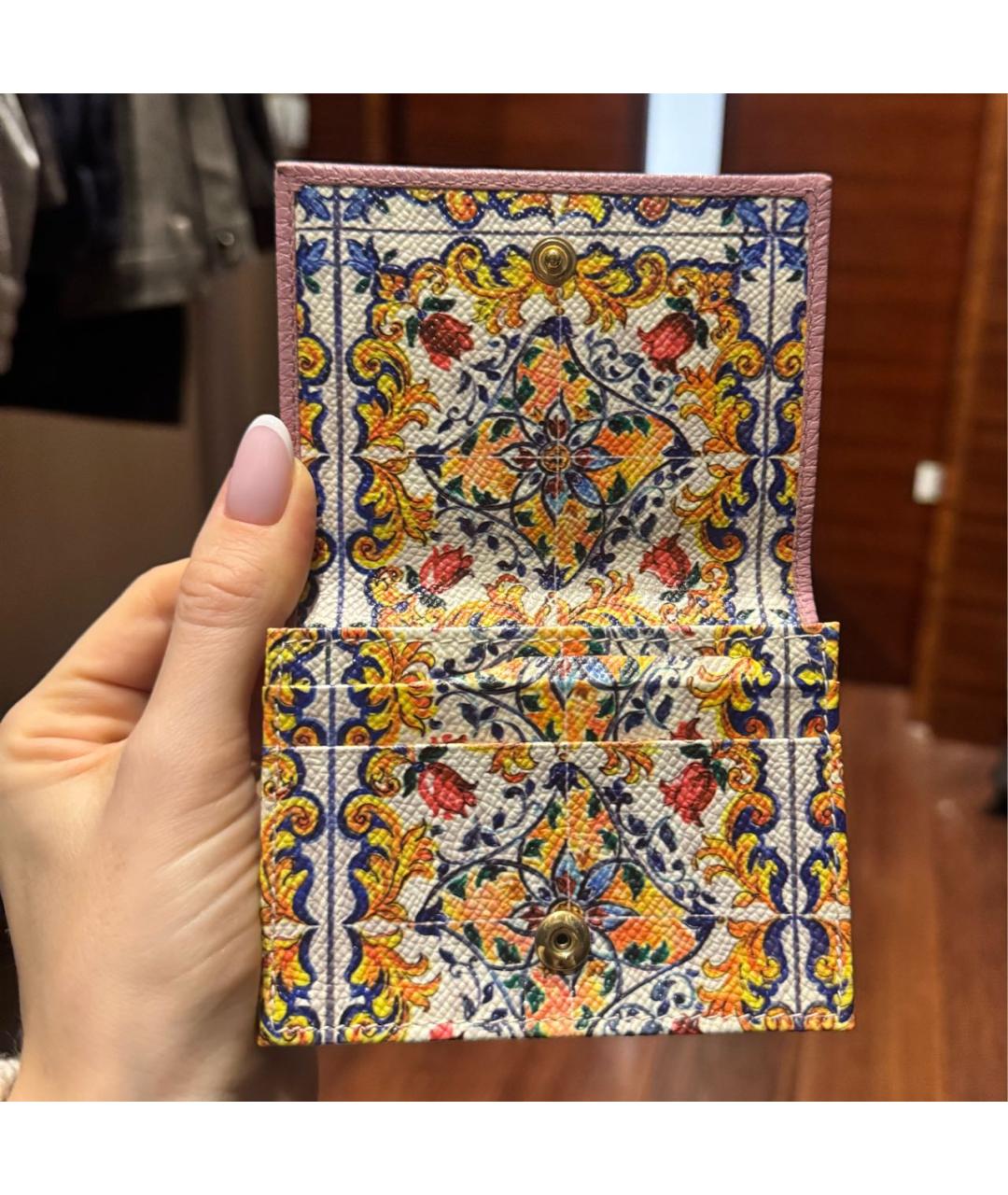 DOLCE&GABBANA Розовый кожаный кошелек, фото 4