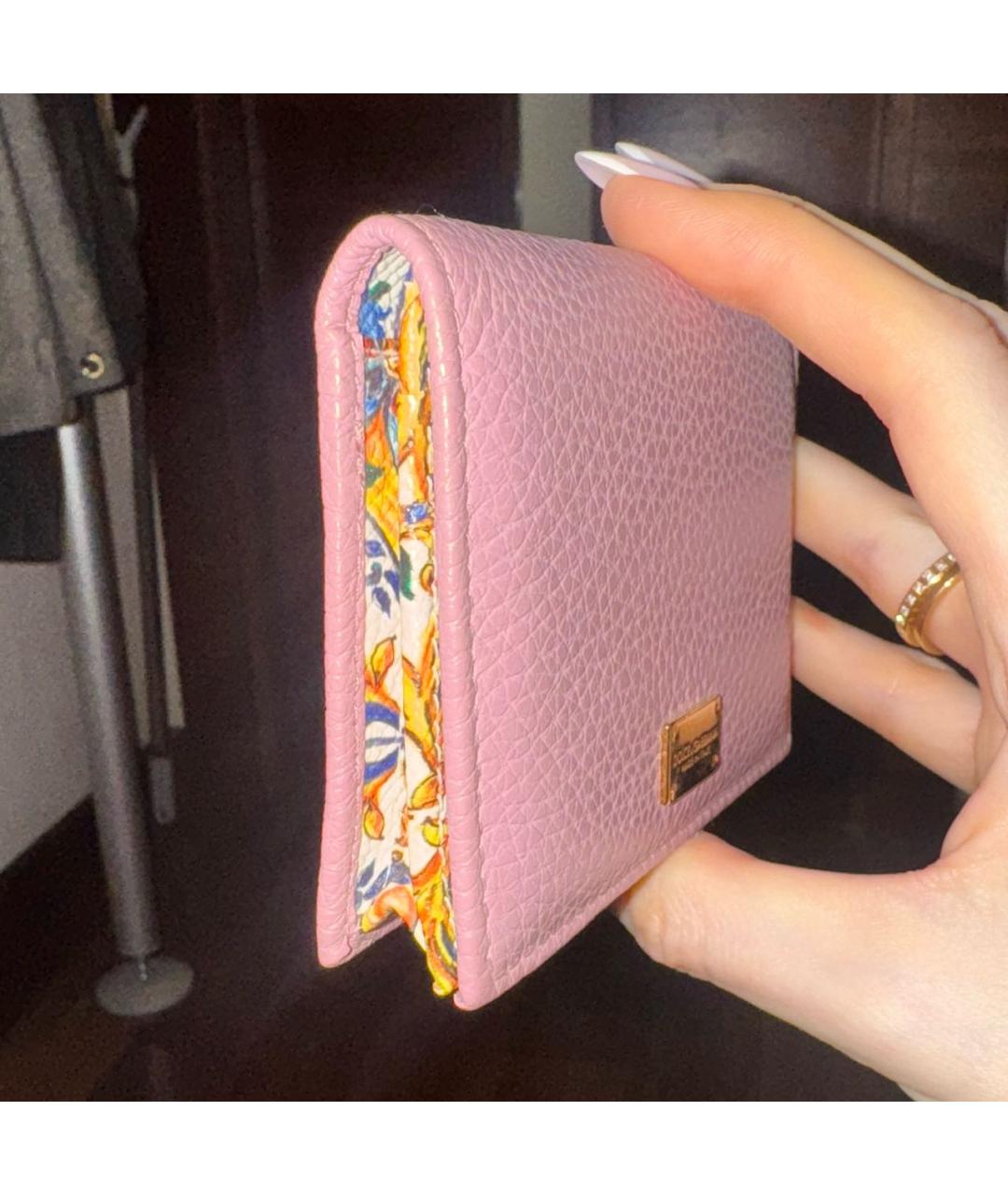 DOLCE&GABBANA Розовый кожаный кошелек, фото 2
