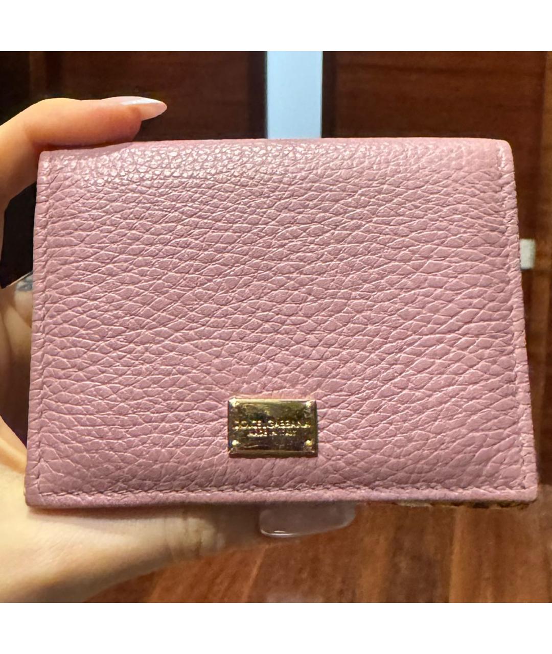 DOLCE&GABBANA Розовый кожаный кошелек, фото 5