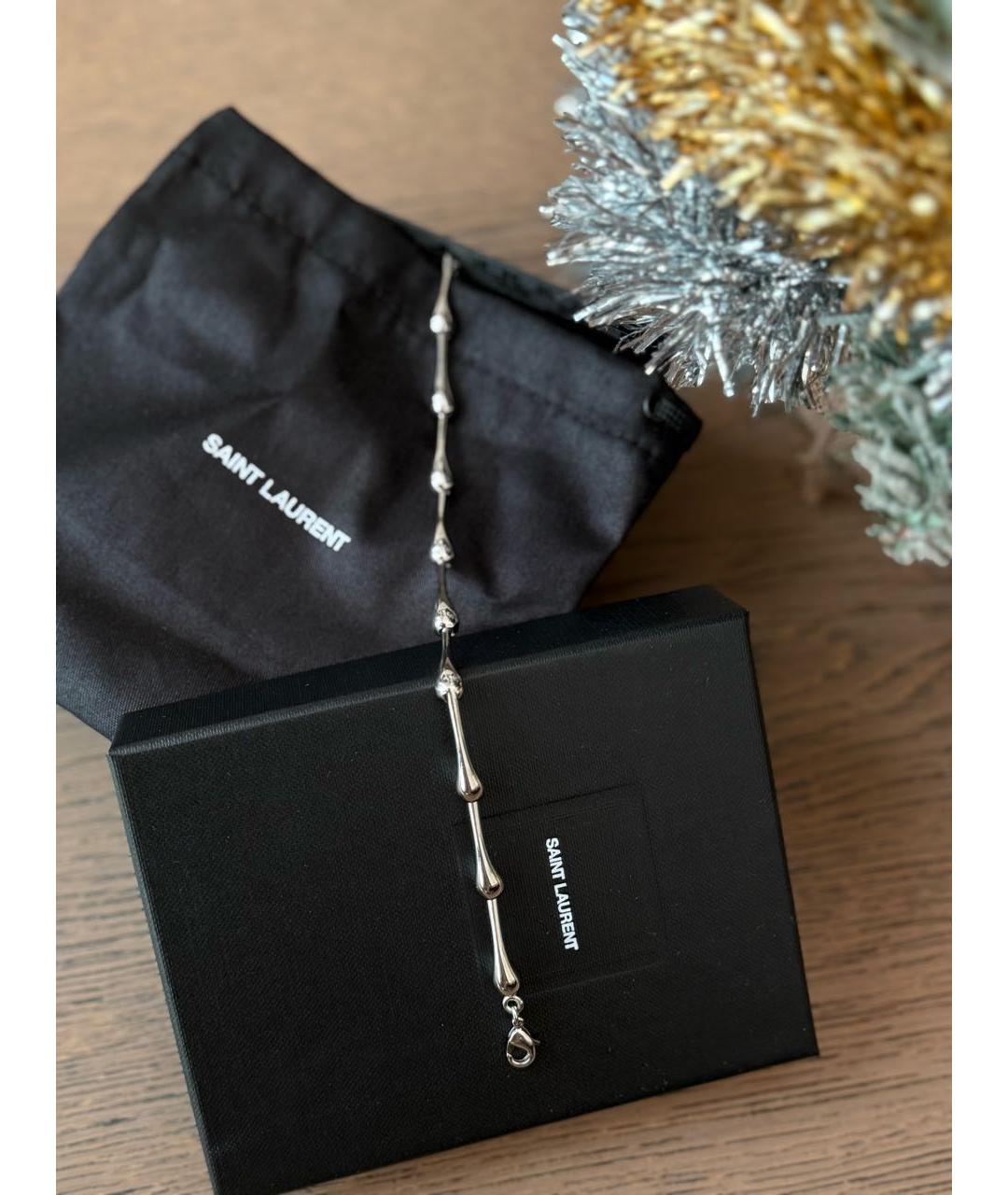 SAINT LAURENT Серебрянный латунный браслет, фото 7