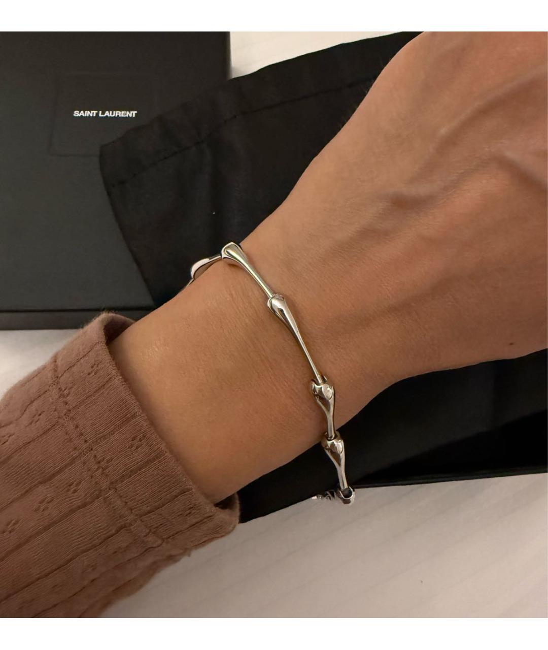 SAINT LAURENT Серебрянный латунный браслет, фото 6
