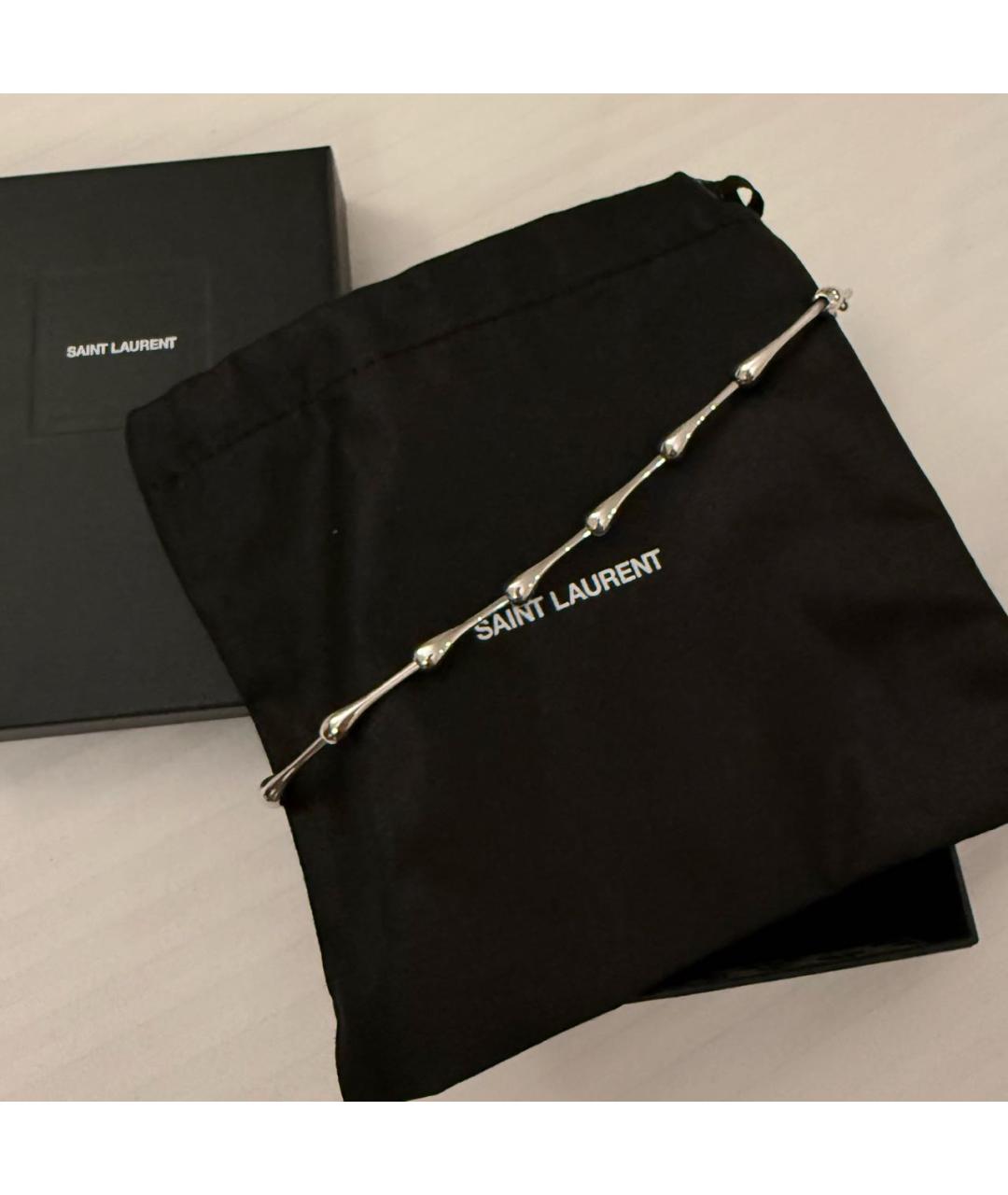 SAINT LAURENT Серебрянный латунный браслет, фото 5