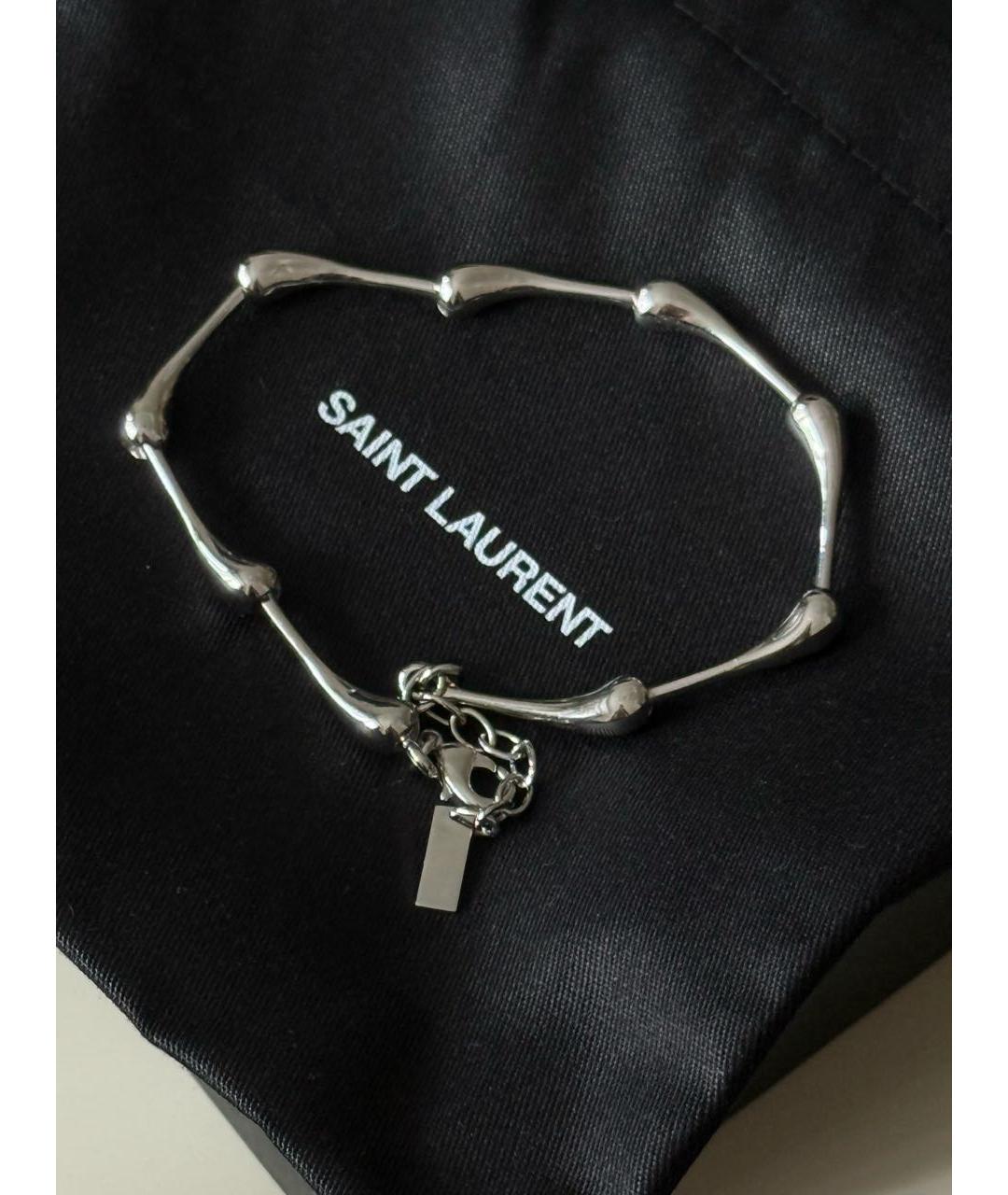 SAINT LAURENT Серебрянный латунный браслет, фото 4