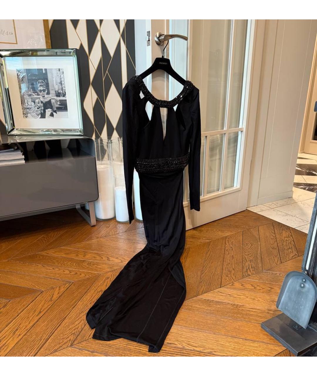 BALMAIN Черное вискозное вечернее платье, фото 3