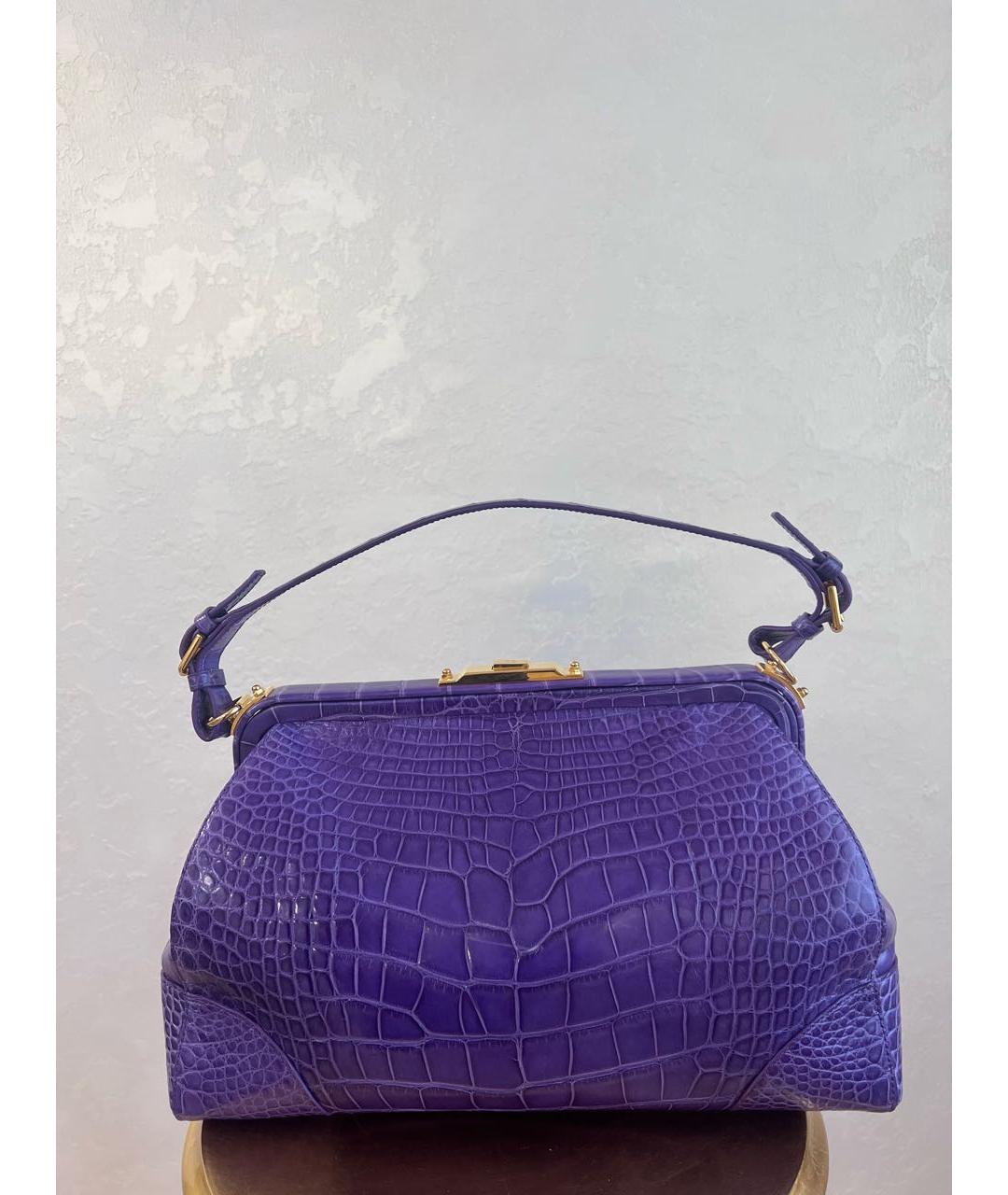 RALPH LAUREN Фиолетовая кожаная сумка с короткими ручками, фото 2