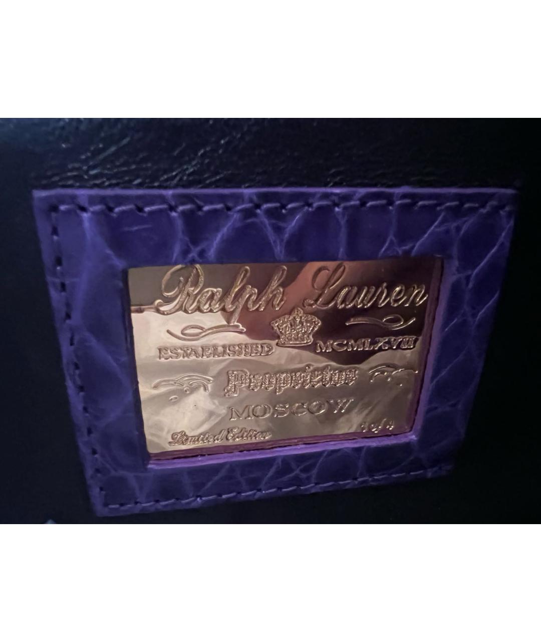 RALPH LAUREN Фиолетовая кожаная сумка с короткими ручками, фото 5