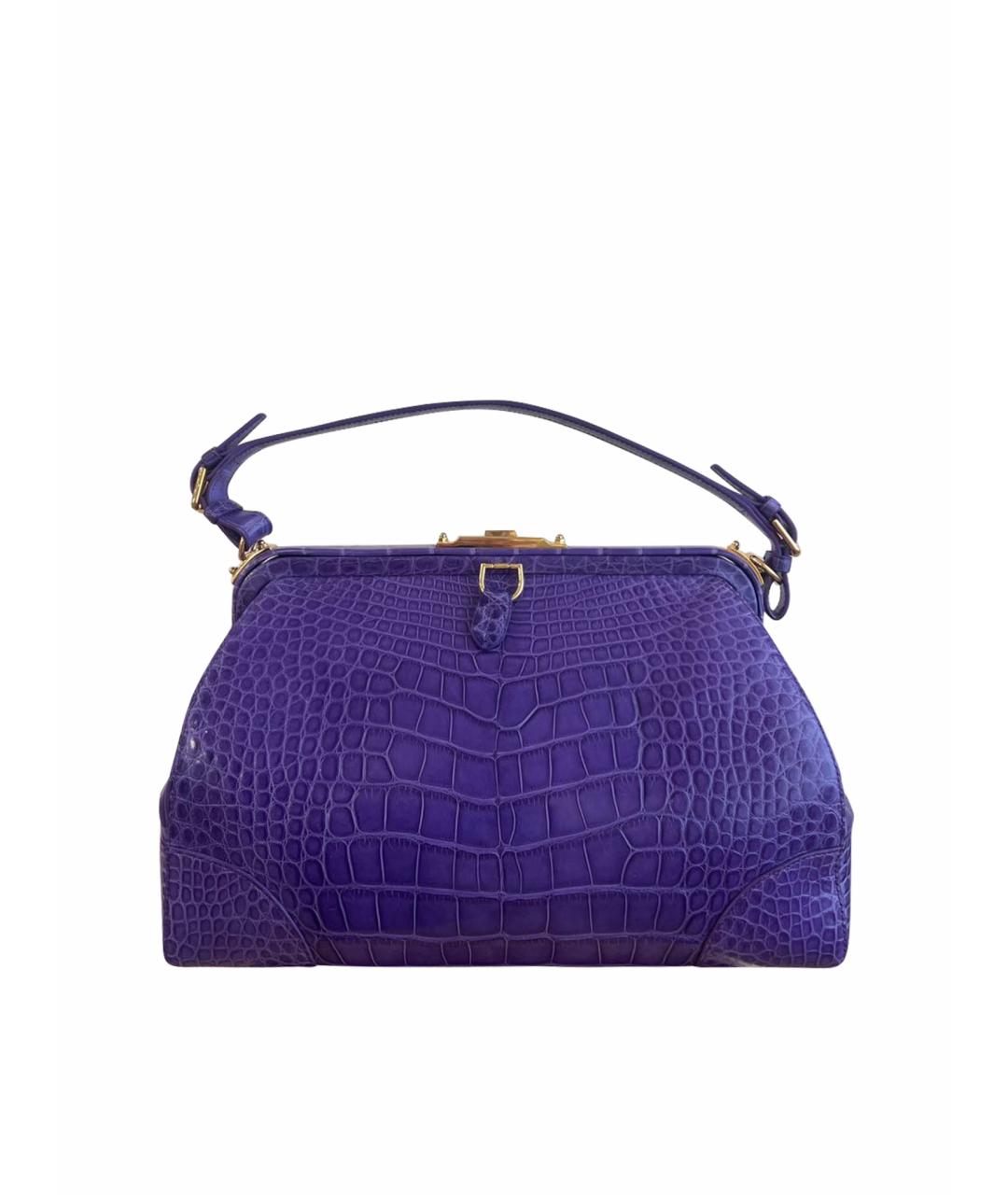 RALPH LAUREN Фиолетовая кожаная сумка с короткими ручками, фото 1