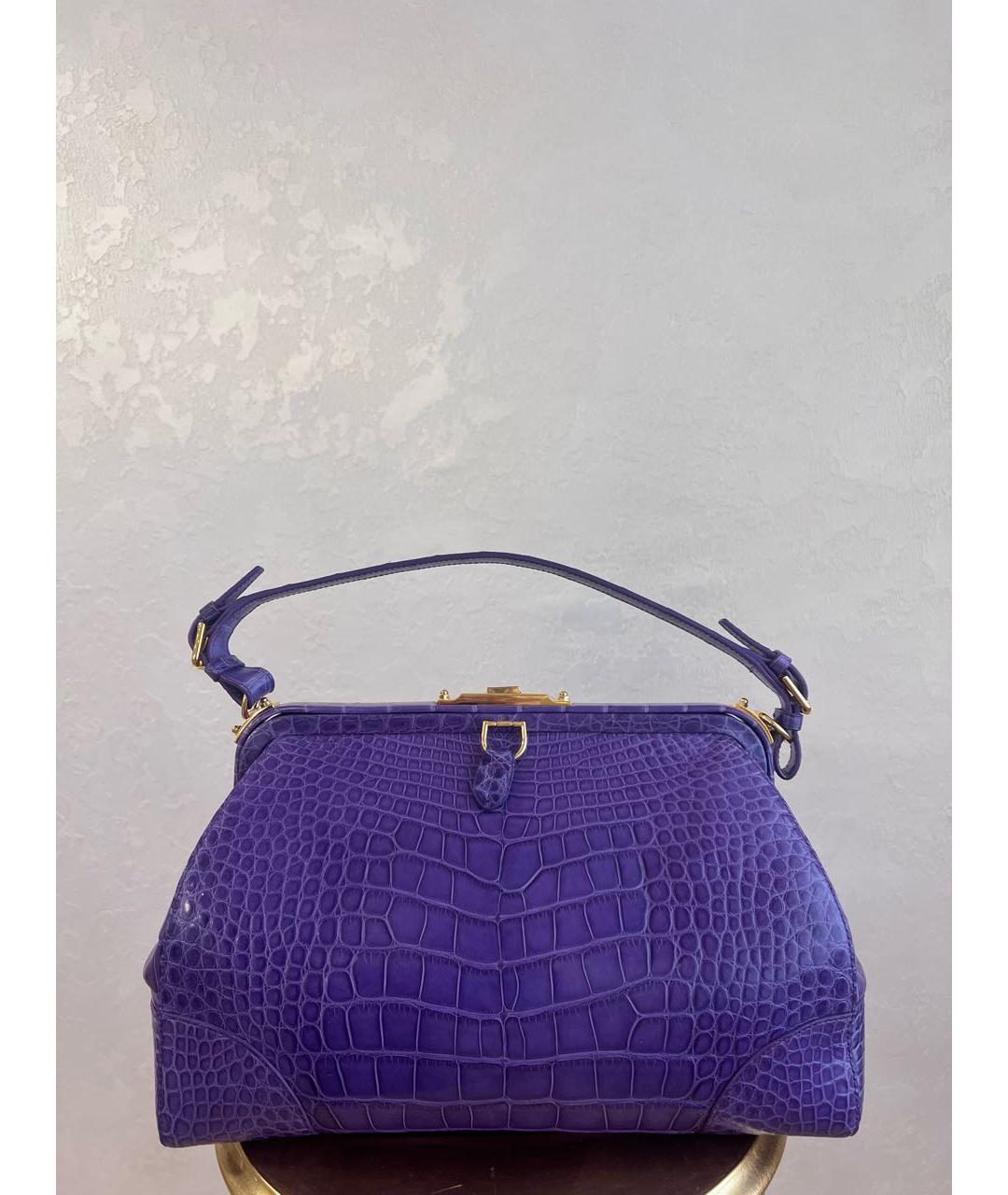 RALPH LAUREN Фиолетовая кожаная сумка с короткими ручками, фото 9