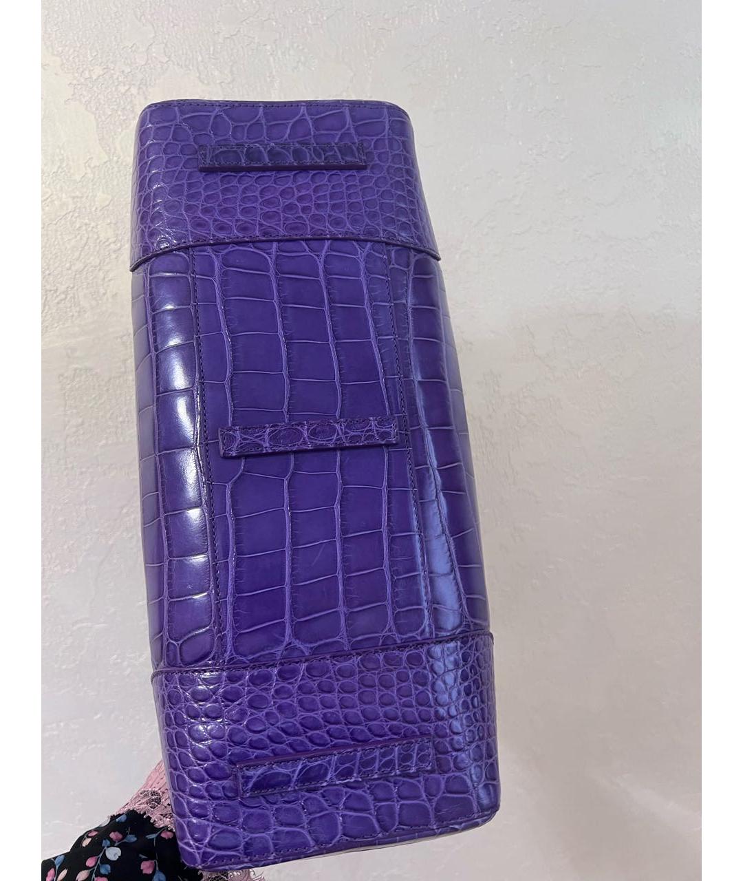 RALPH LAUREN Фиолетовая кожаная сумка с короткими ручками, фото 4