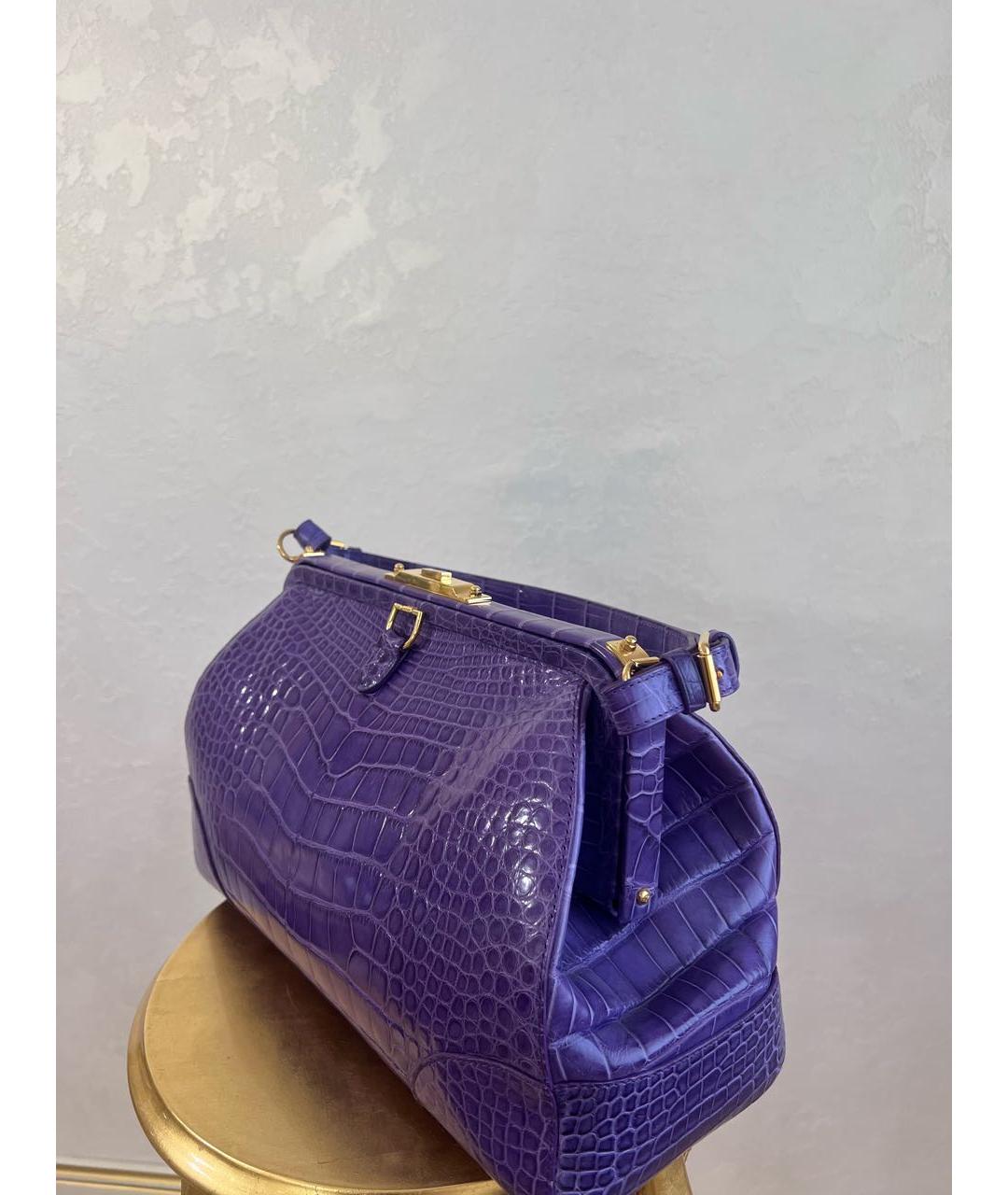 RALPH LAUREN Фиолетовая кожаная сумка с короткими ручками, фото 3