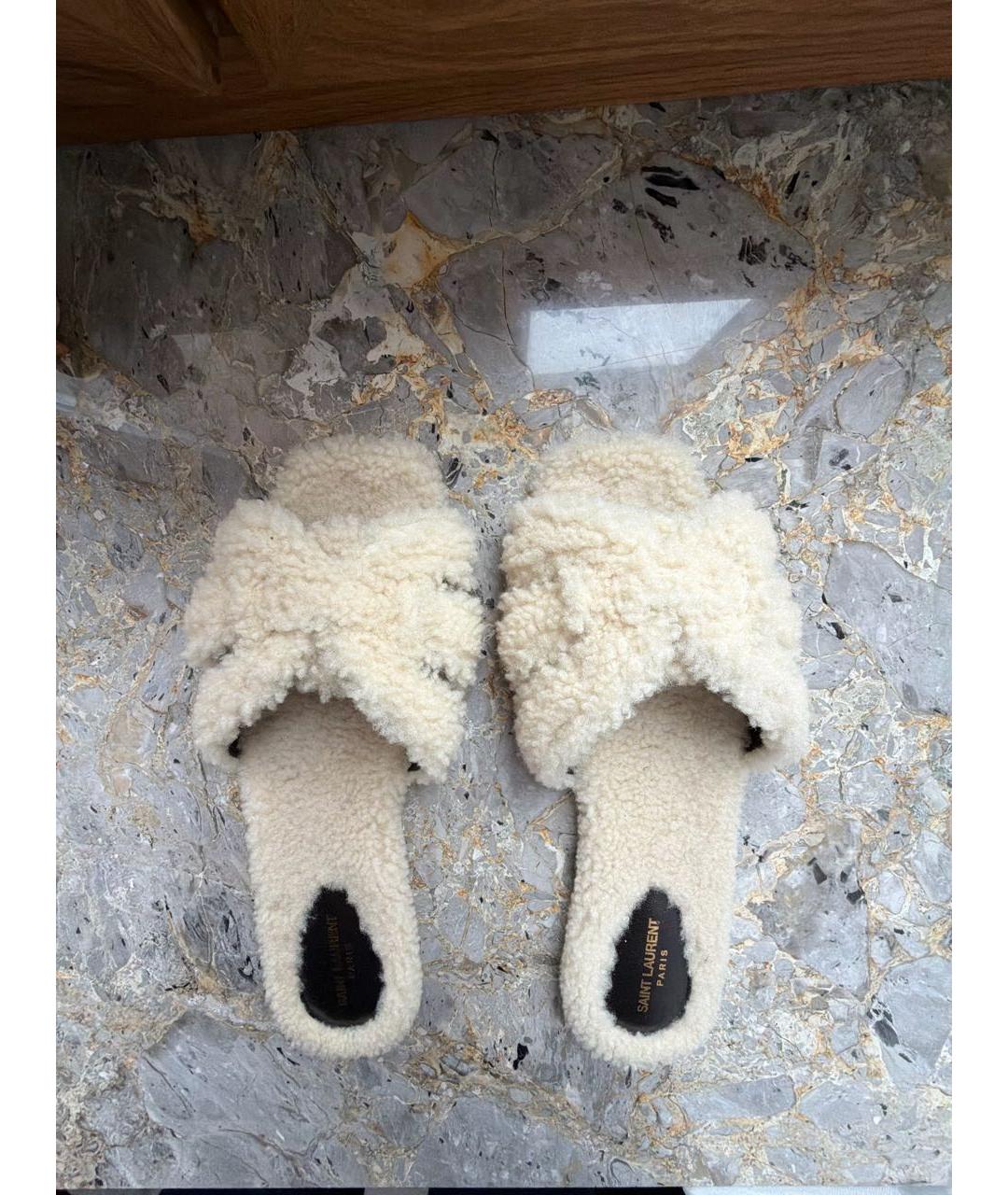 SAINT LAURENT Бежевые шлепанцы, фото 3