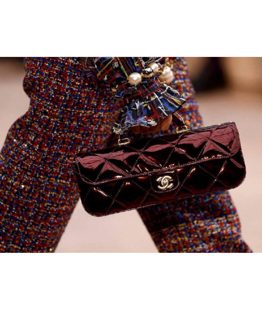 CHANEL Бордовая кожаная сумка с короткими ручками, фото 4