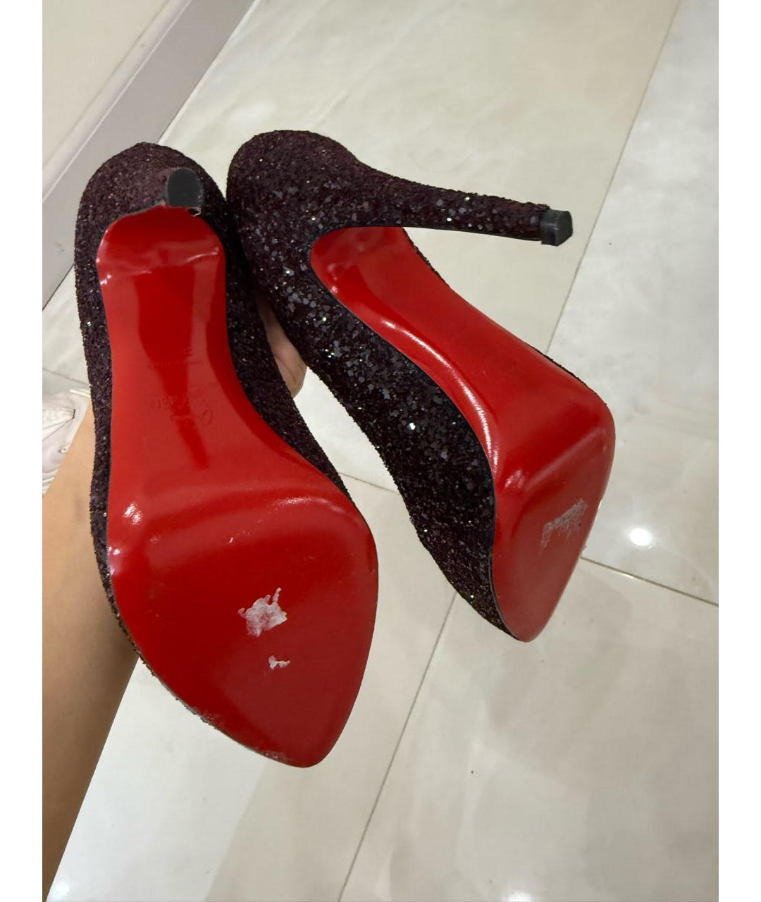 CHRISTIAN LOUBOUTIN Бордовые кожаные туфли, фото 5