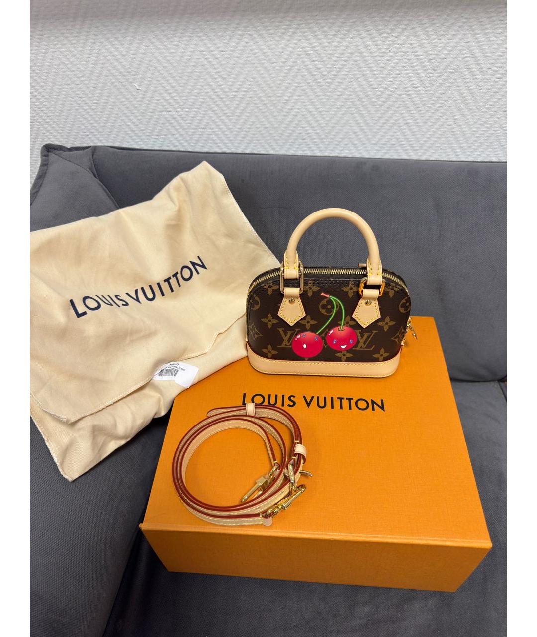 LOUIS VUITTON Коричневая кожаная сумка с короткими ручками, фото 7