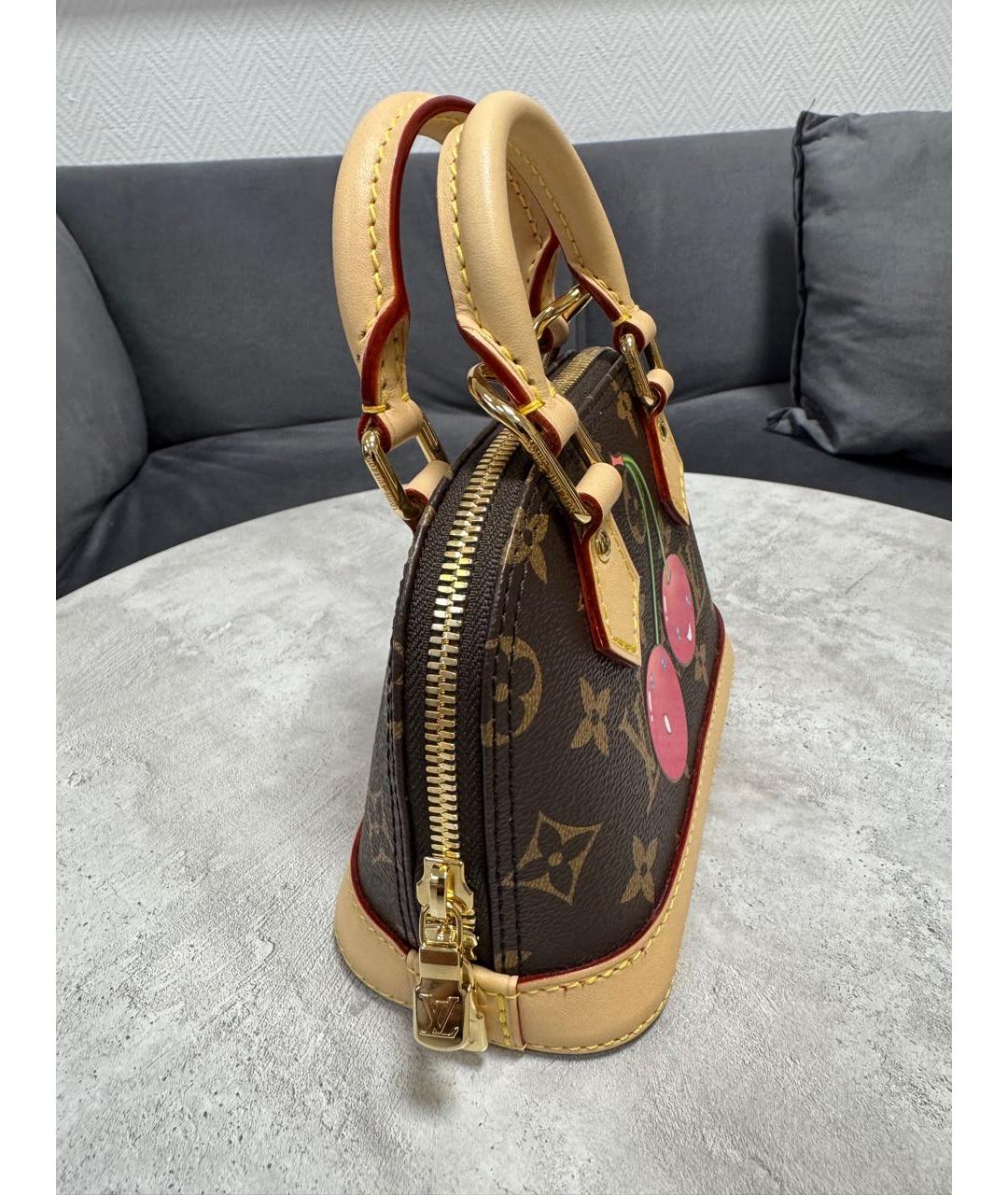 LOUIS VUITTON Коричневая кожаная сумка с короткими ручками, фото 2