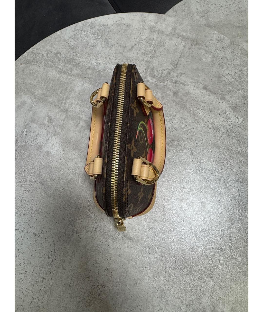 LOUIS VUITTON Коричневая кожаная сумка с короткими ручками, фото 3