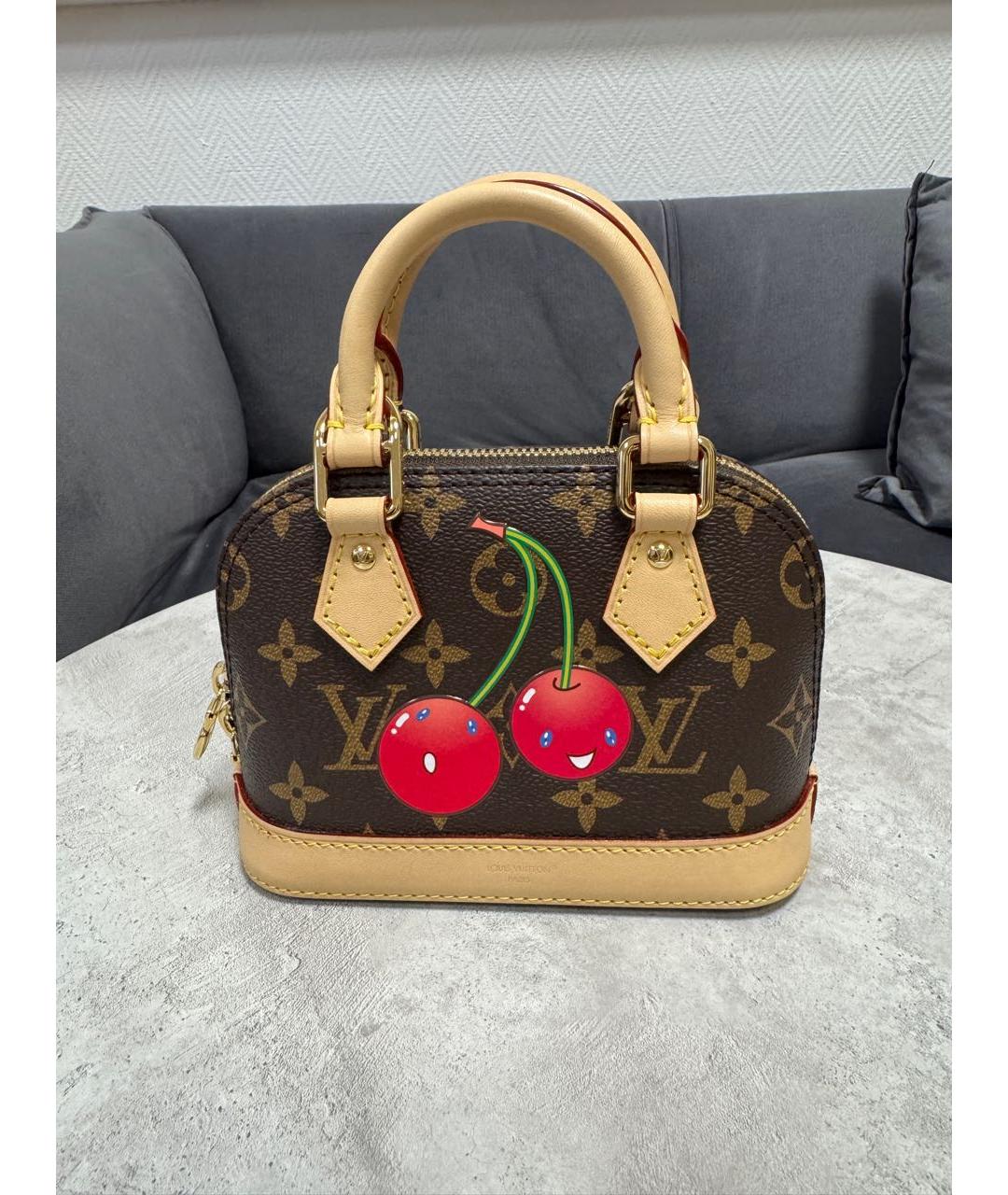 LOUIS VUITTON Коричневая кожаная сумка с короткими ручками, фото 8