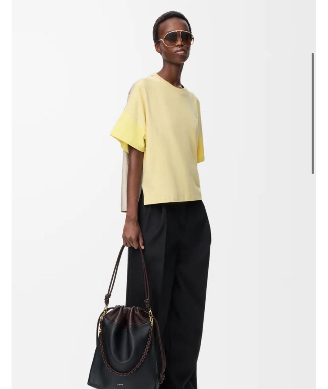LOEWE Желтая хлопковая футболка, фото 5