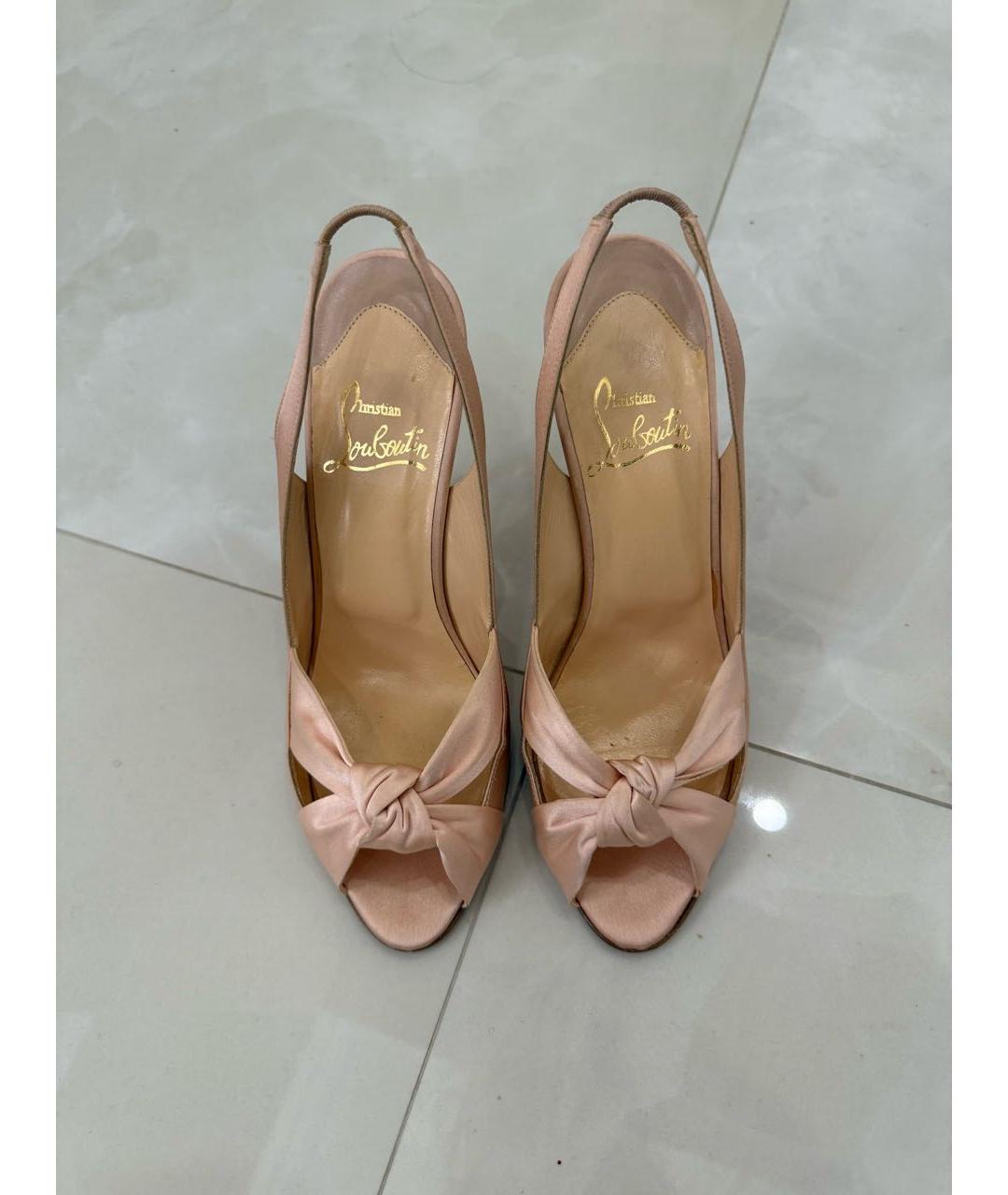 CHRISTIAN LOUBOUTIN Коралловые текстильные босоножки, фото 2