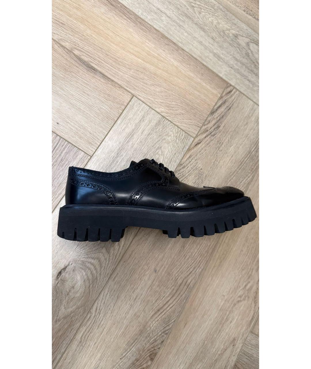 DOLCE&GABBANA Черные кожаные брогги и оксфорды, фото 5