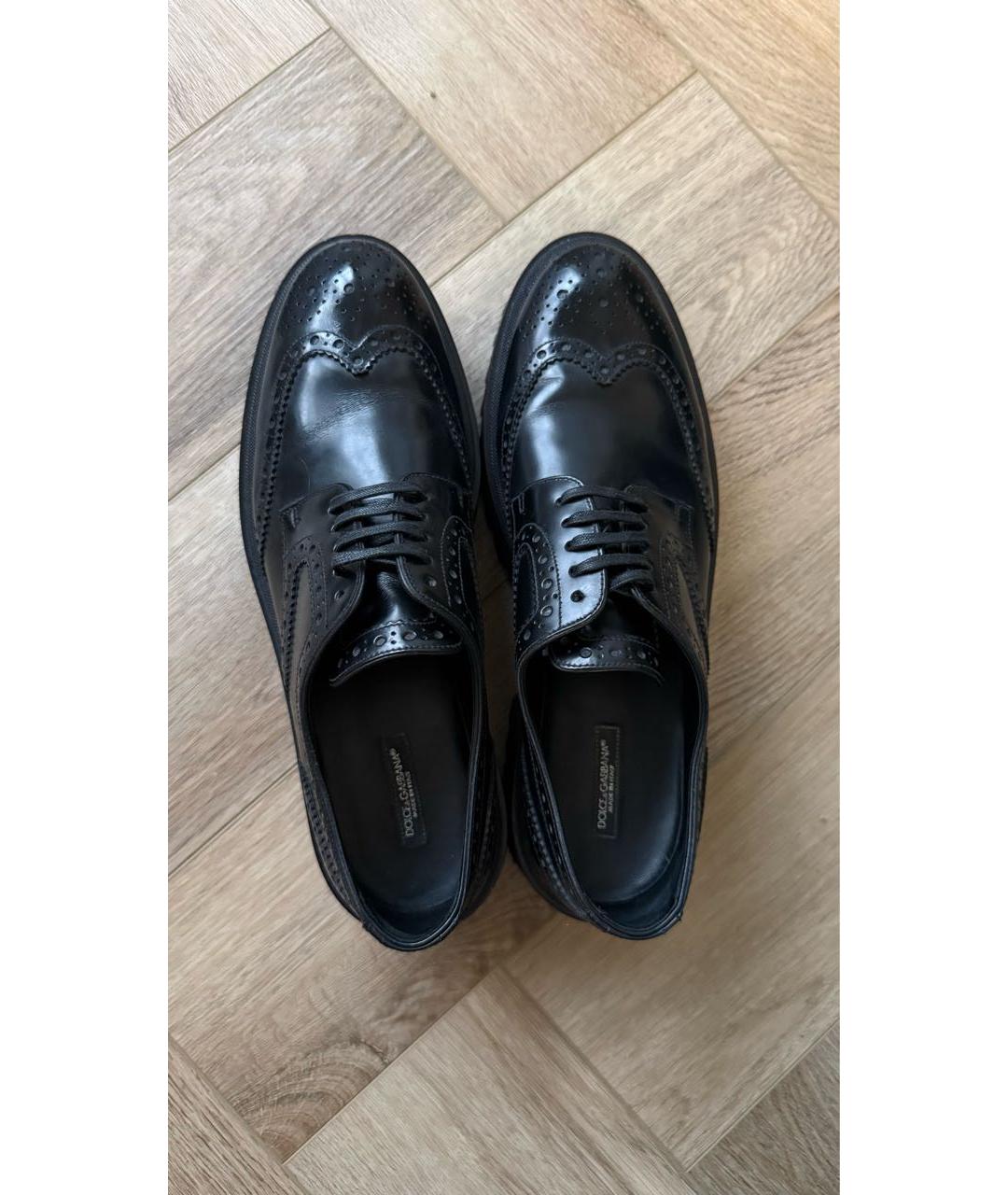 DOLCE&GABBANA Черные кожаные брогги и оксфорды, фото 3