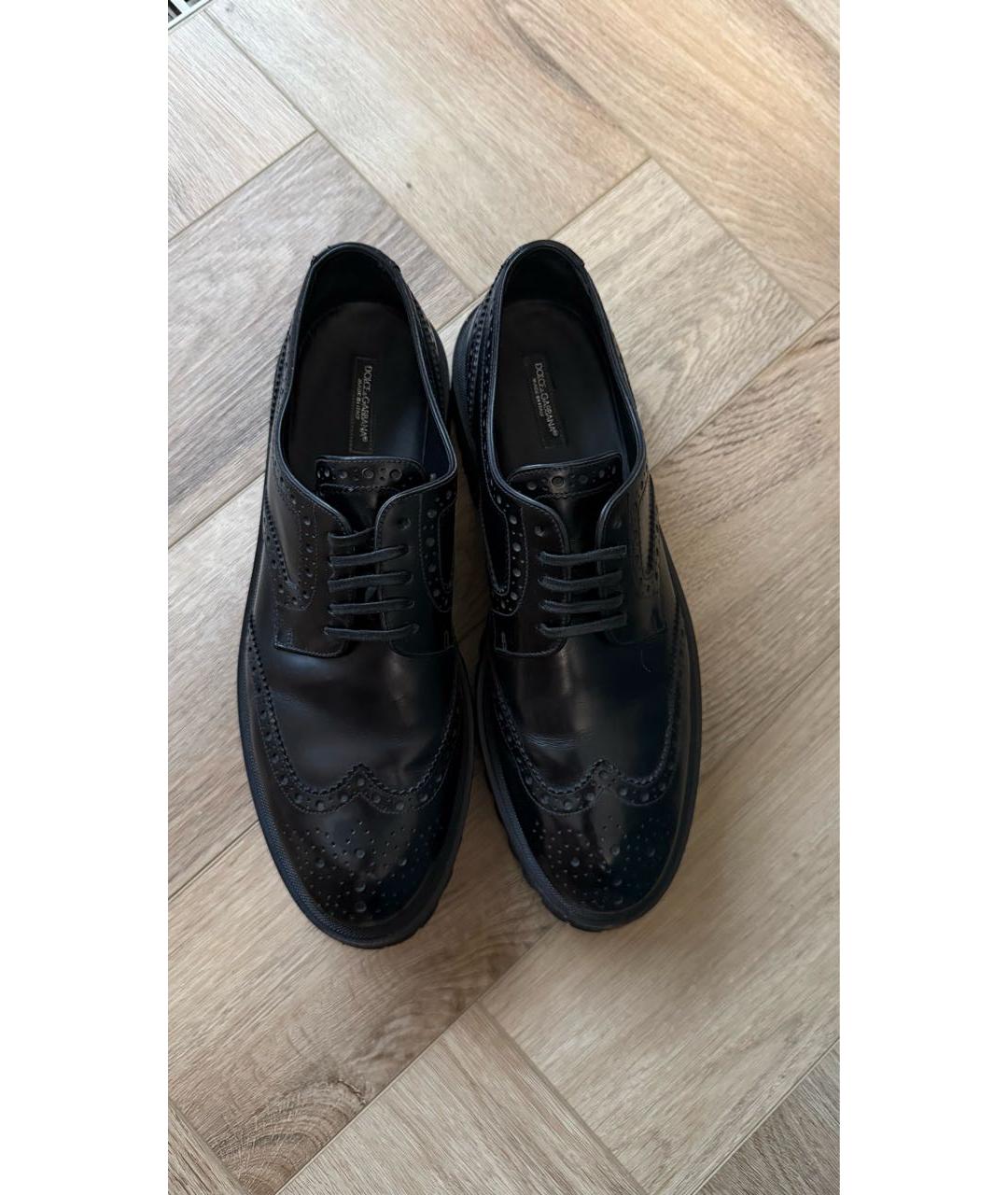 DOLCE&GABBANA Черные кожаные брогги и оксфорды, фото 2