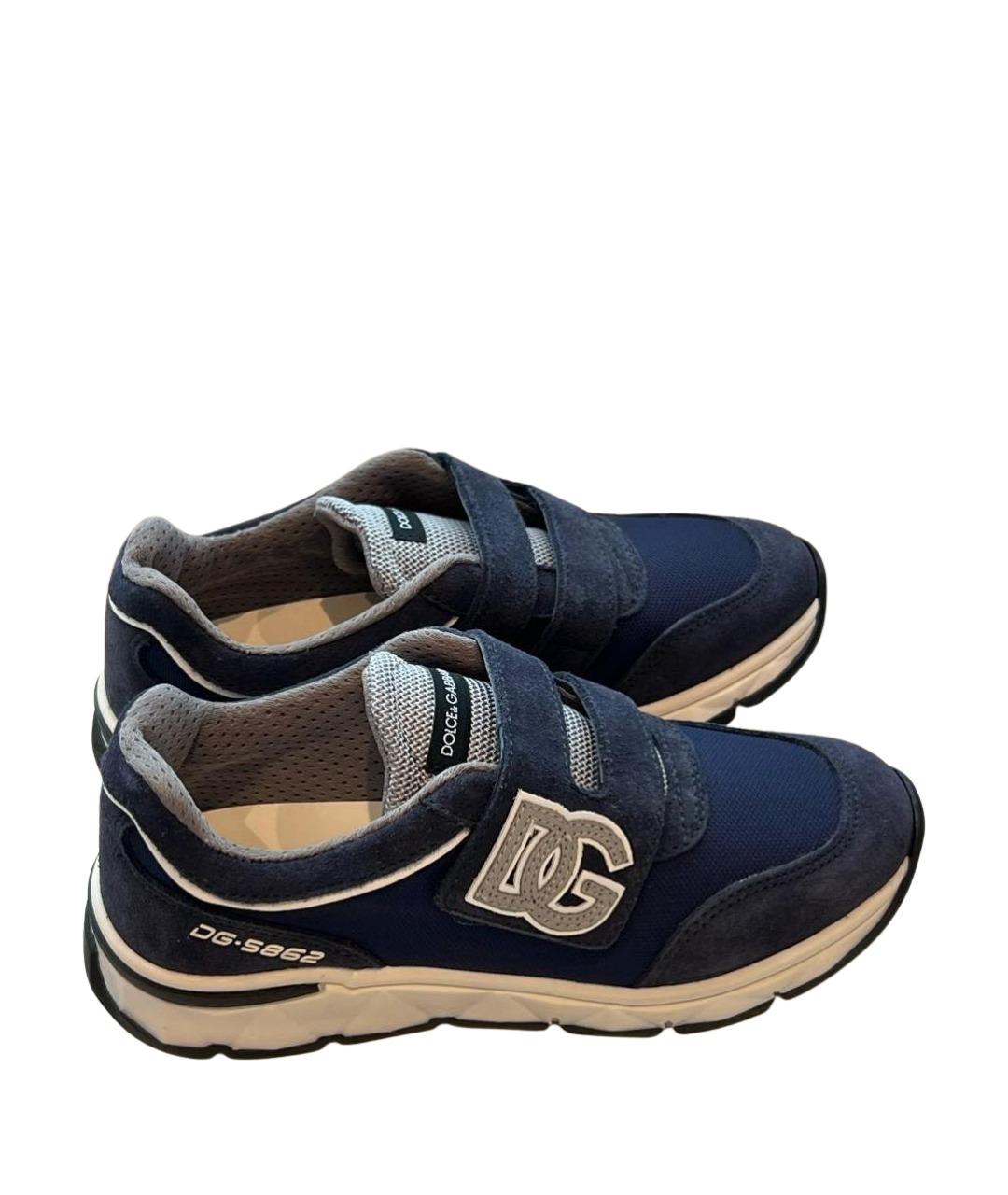 DOLCE&GABBANA Темно-синие замшевые кеды, фото 1