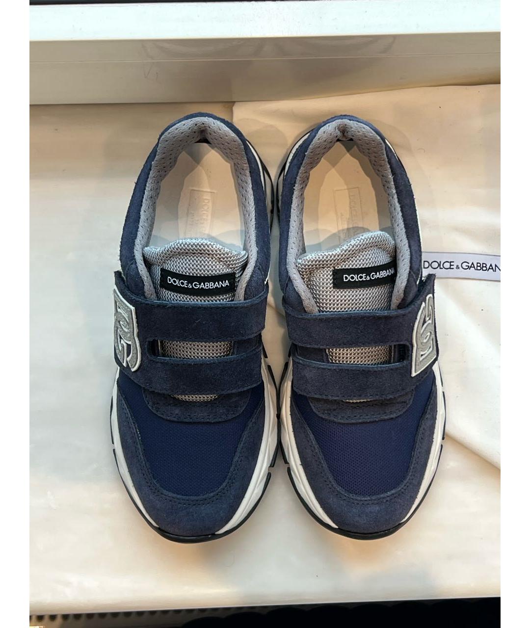 DOLCE&GABBANA Темно-синие замшевые кеды, фото 7