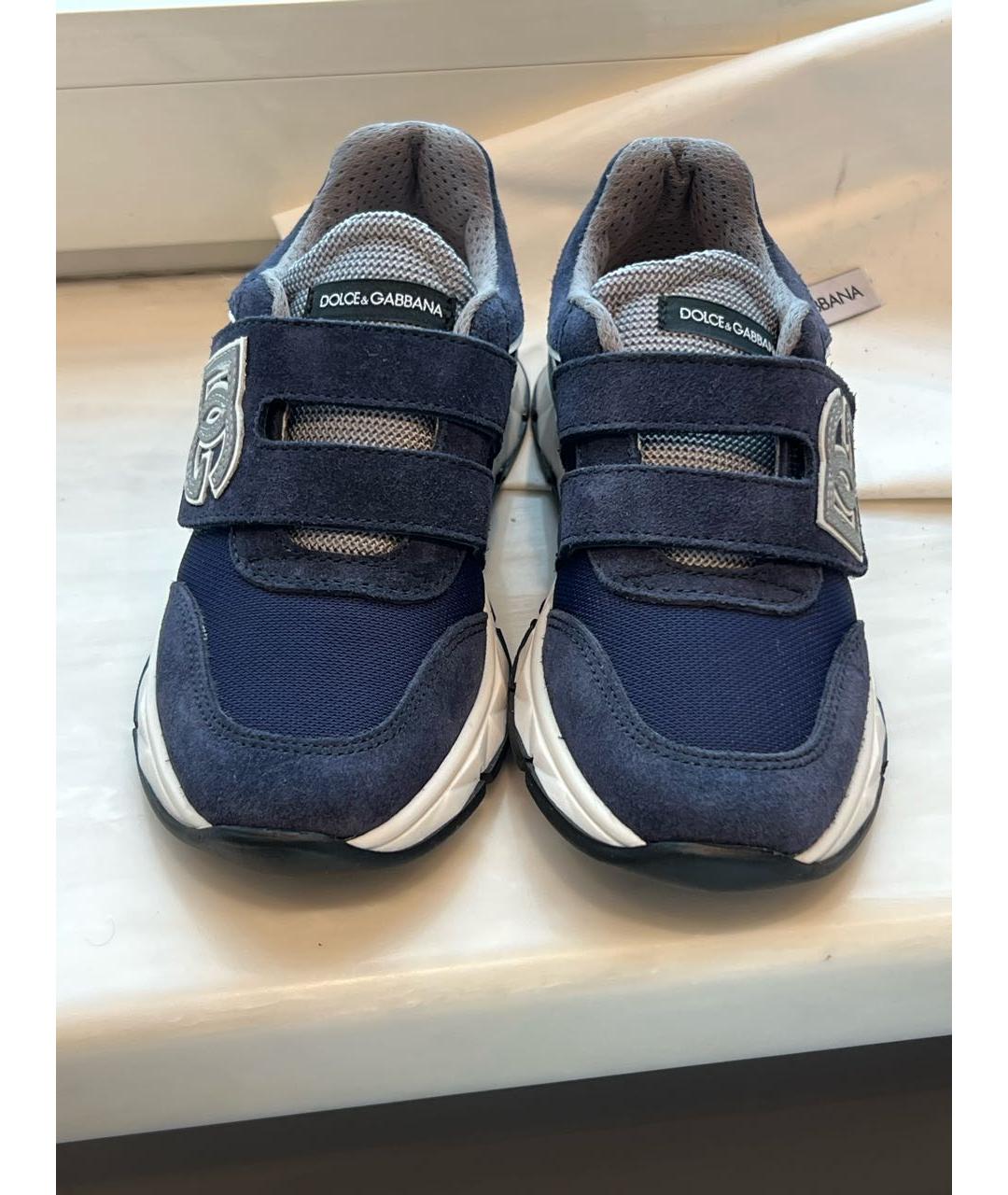 DOLCE&GABBANA Темно-синие замшевые кеды, фото 2