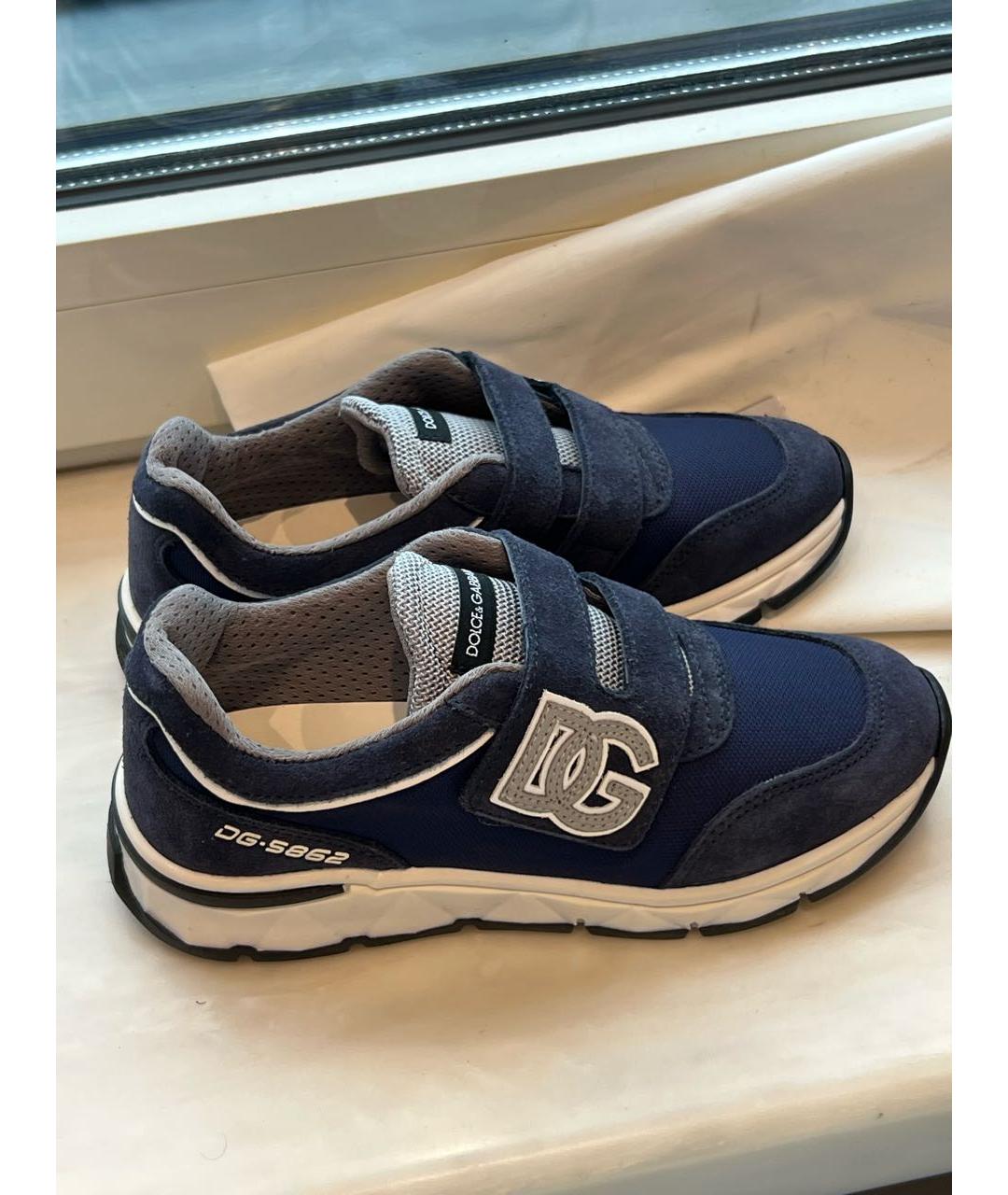 DOLCE&GABBANA Темно-синие замшевые кеды, фото 9