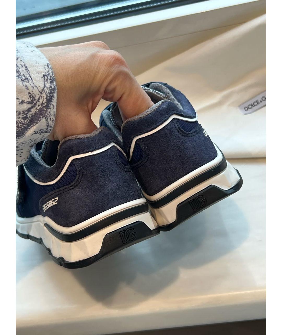 DOLCE&GABBANA Темно-синие замшевые кеды, фото 3