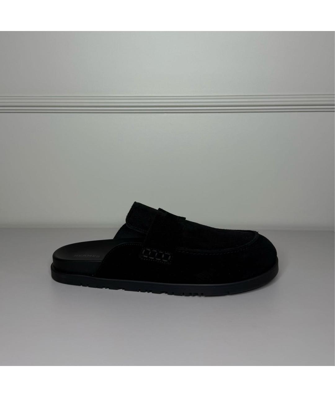 HERMES Черные замшевые мюли, фото 9