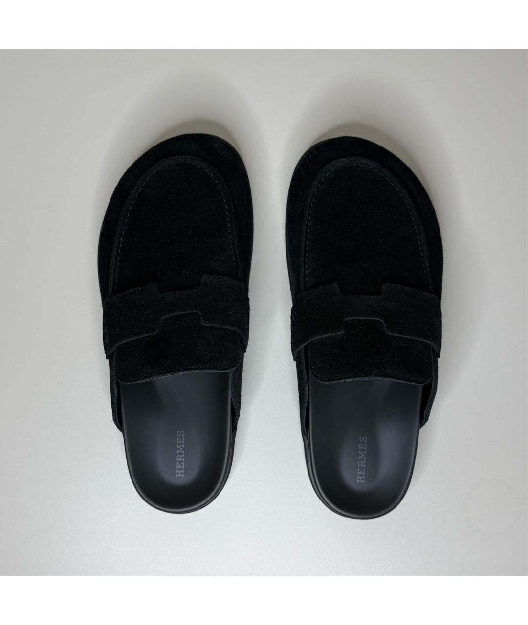 HERMES Черные замшевые мюли, фото 3