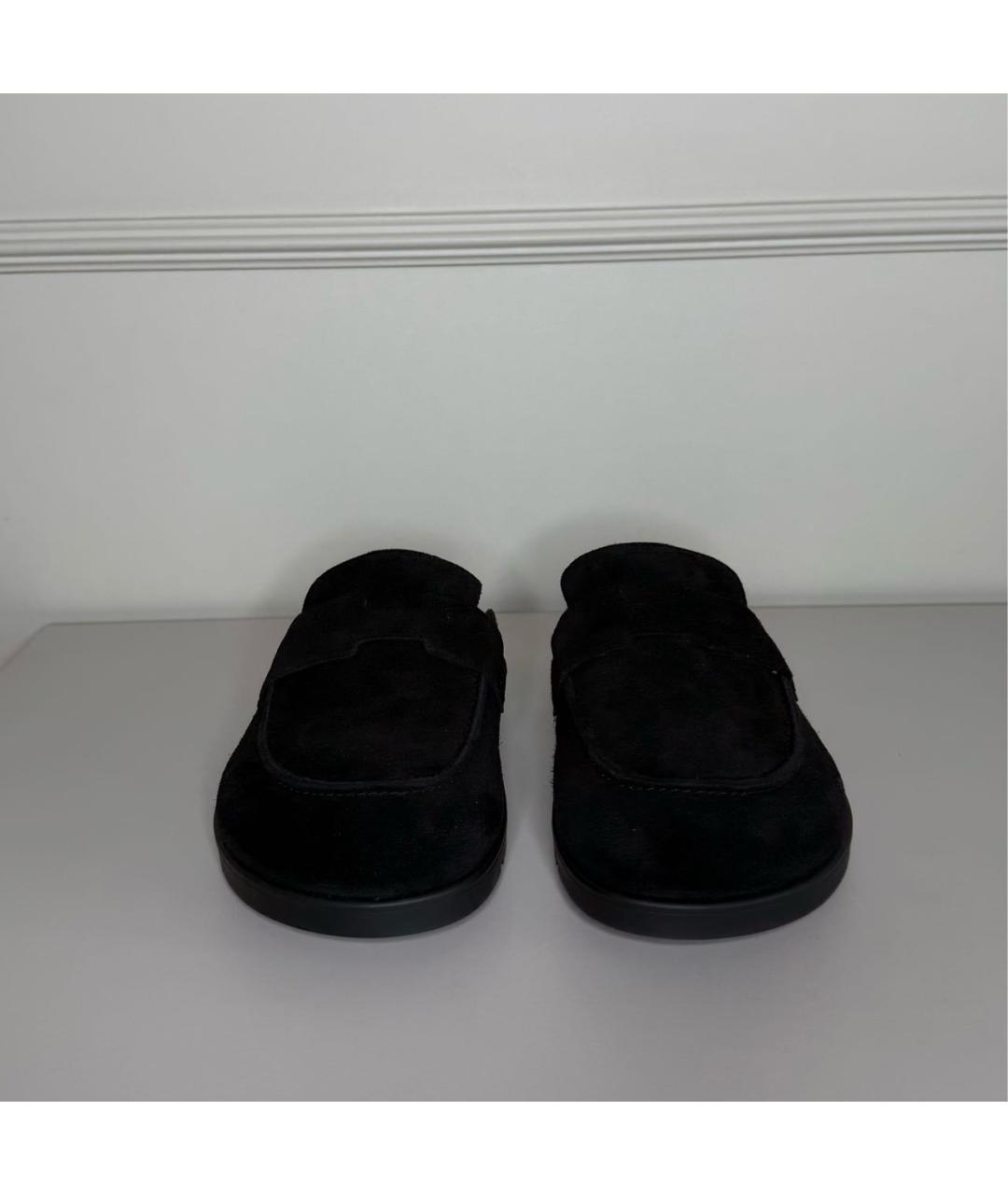 HERMES Черные замшевые мюли, фото 2