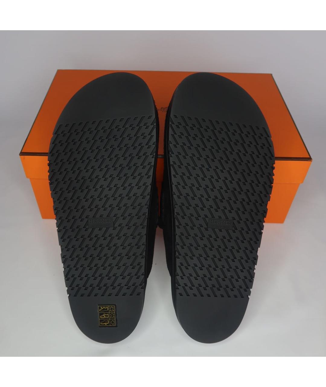 HERMES Черные замшевые мюли, фото 7