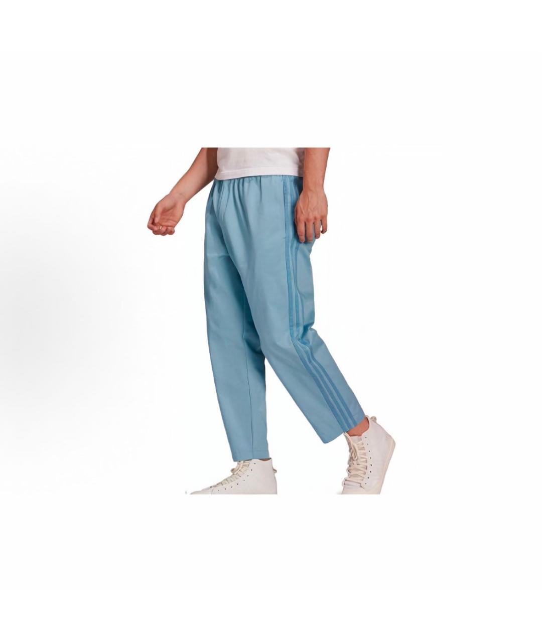 ADIDAS Голубые хлопковые повседневные брюки, фото 1