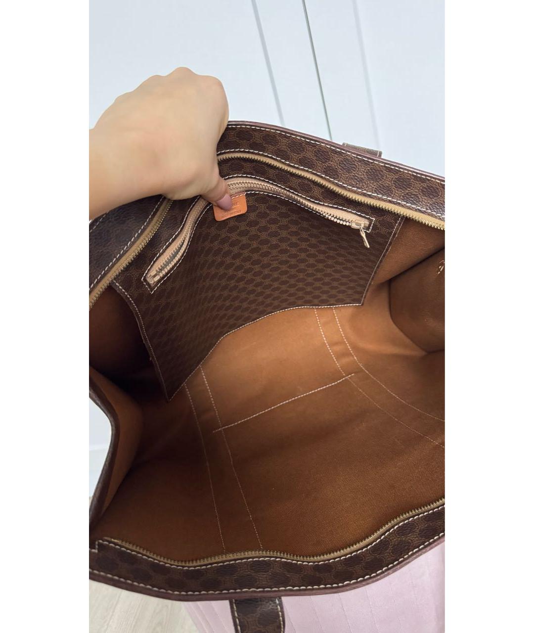 CELINE Коричневая кожаная сумка тоут, фото 7