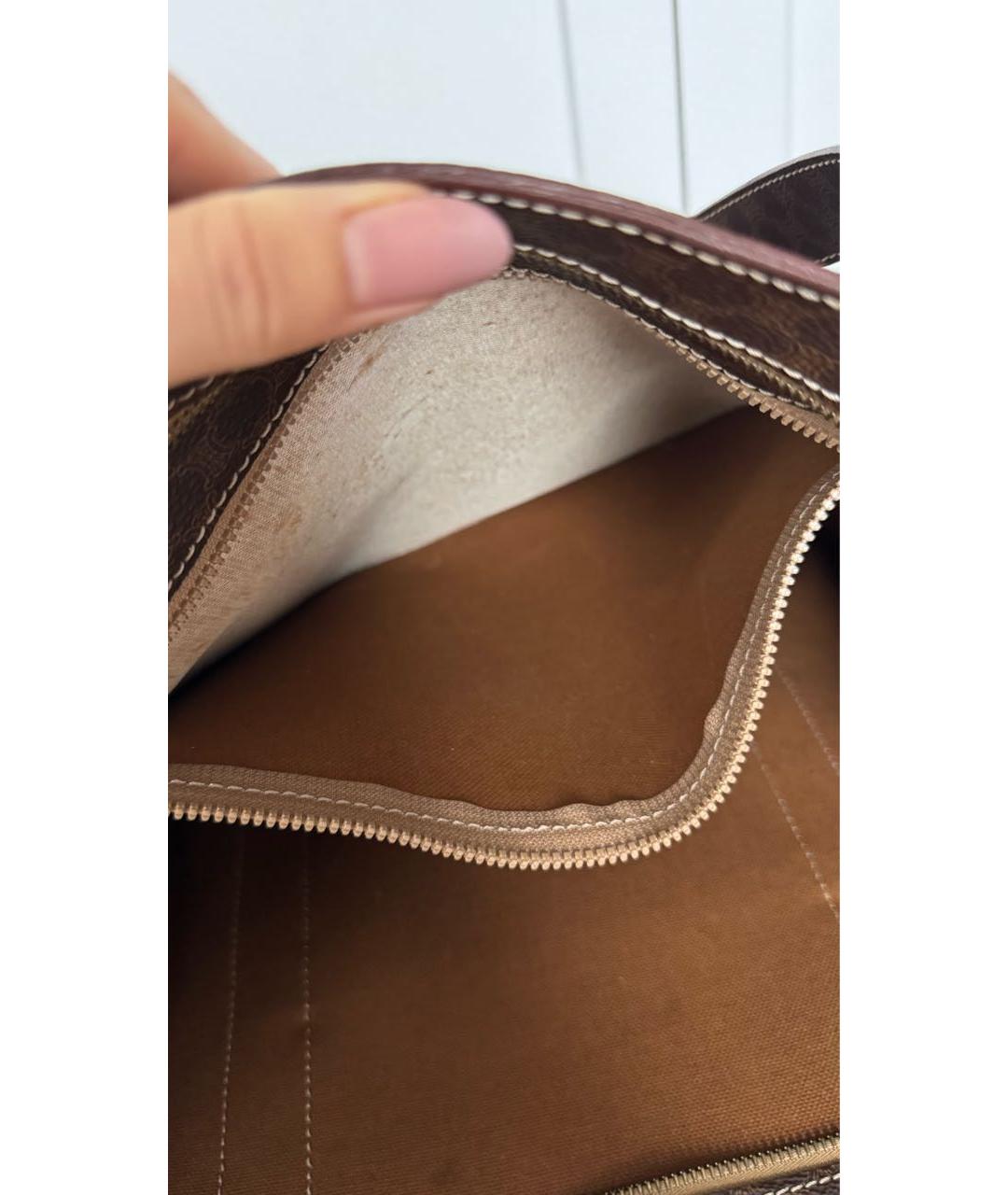 CELINE Коричневая кожаная сумка тоут, фото 8