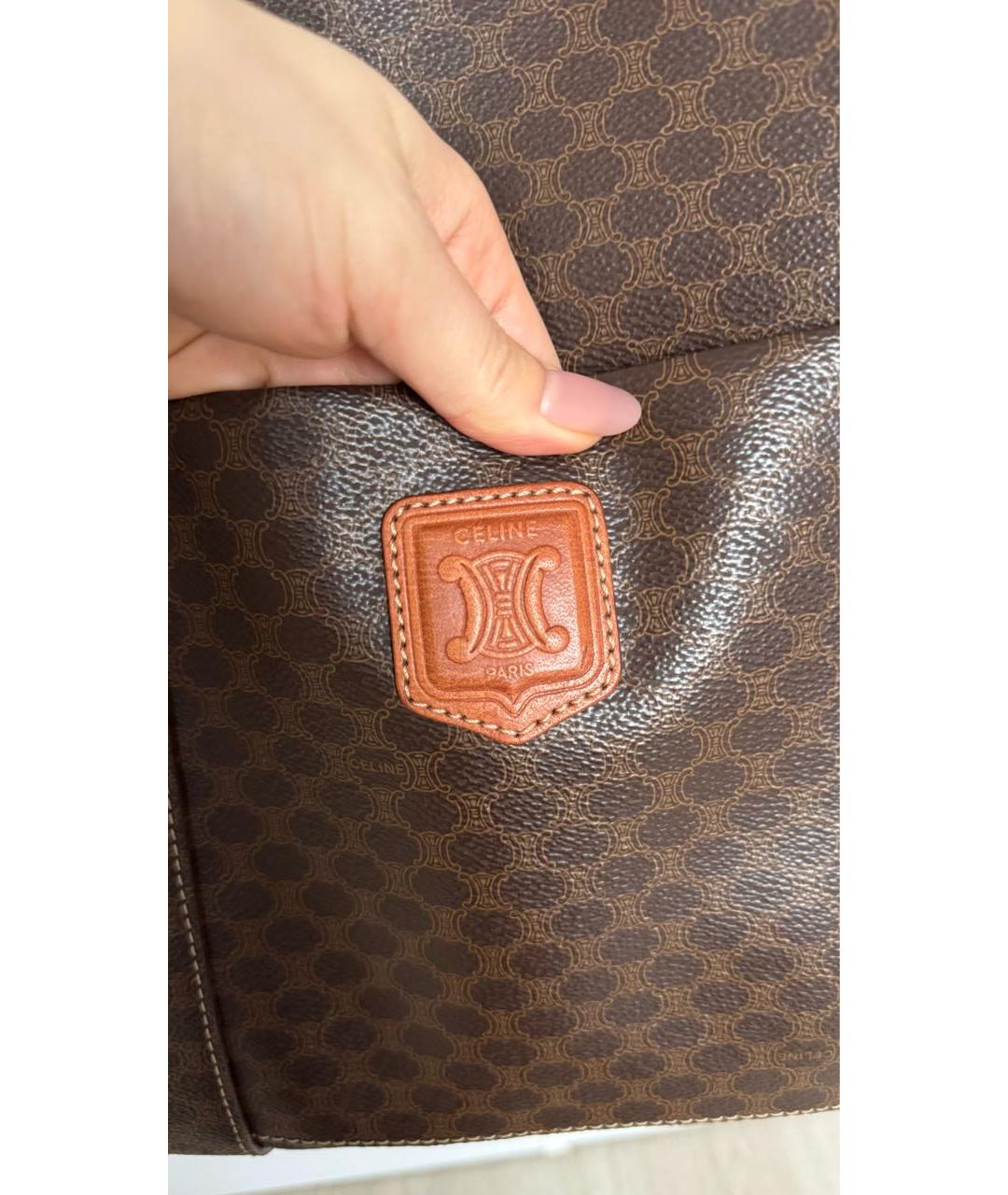 CELINE Коричневая кожаная сумка тоут, фото 3