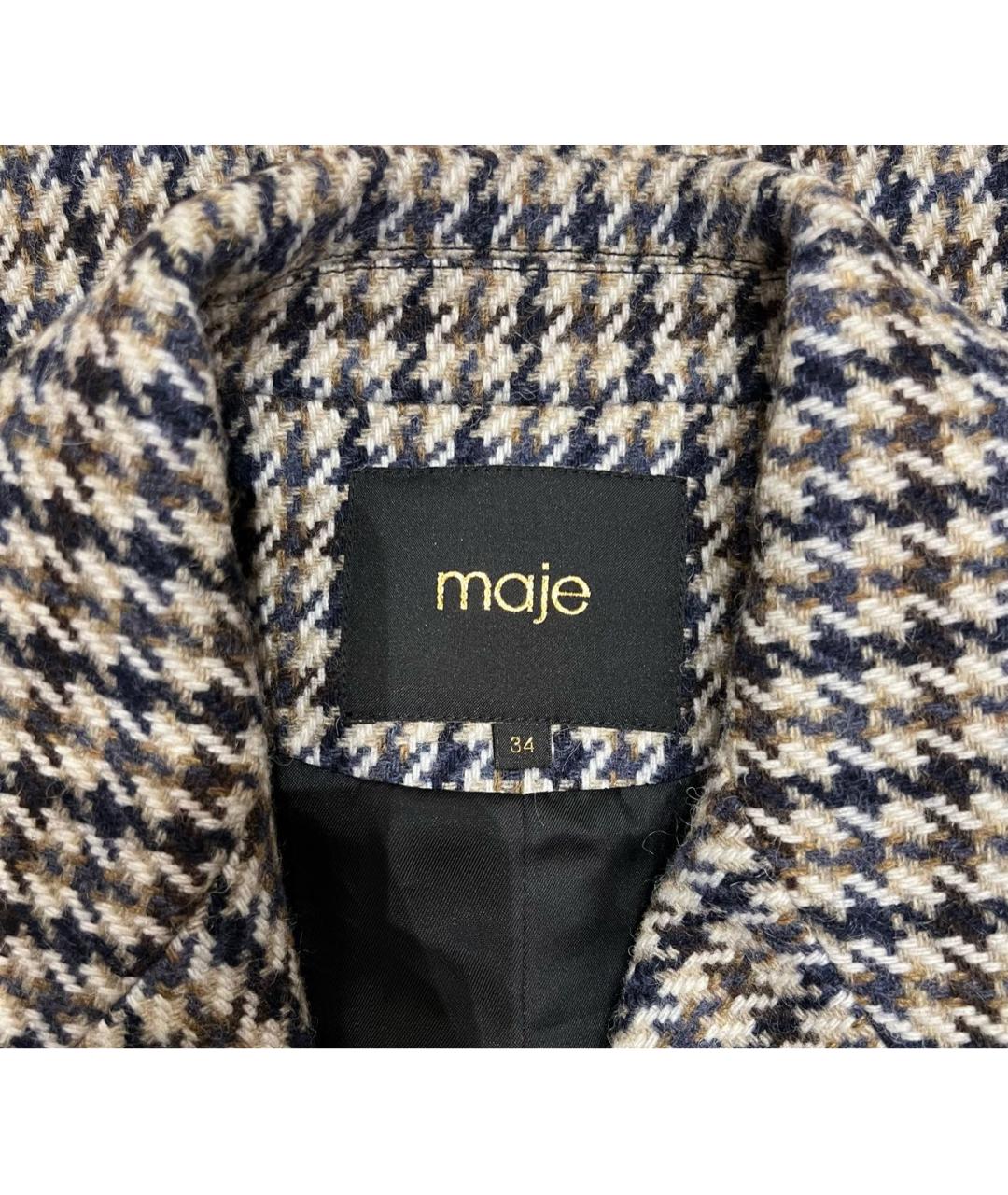 MAJE Бежевый шерстяной жакет/пиджак, фото 4