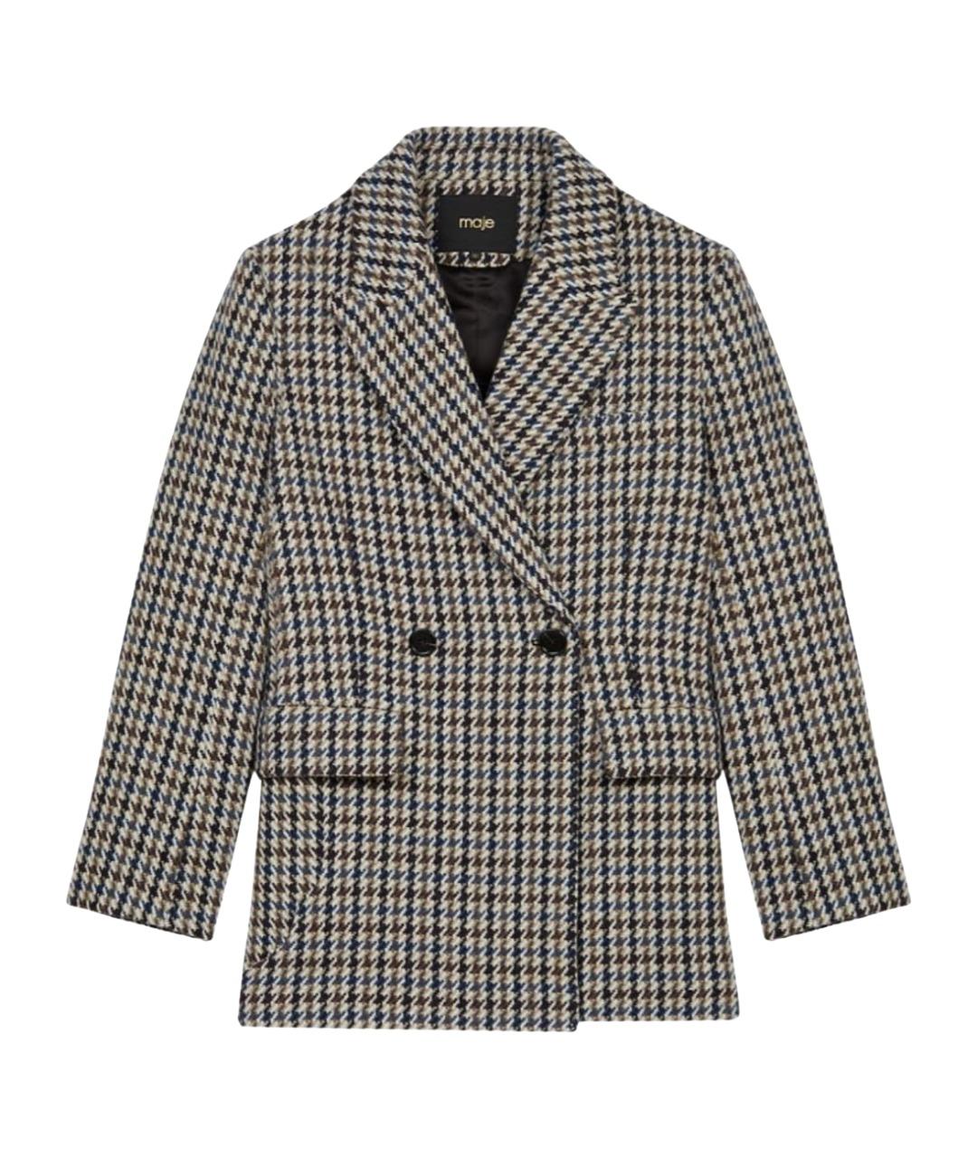 MAJE Бежевый шерстяной жакет/пиджак, фото 1