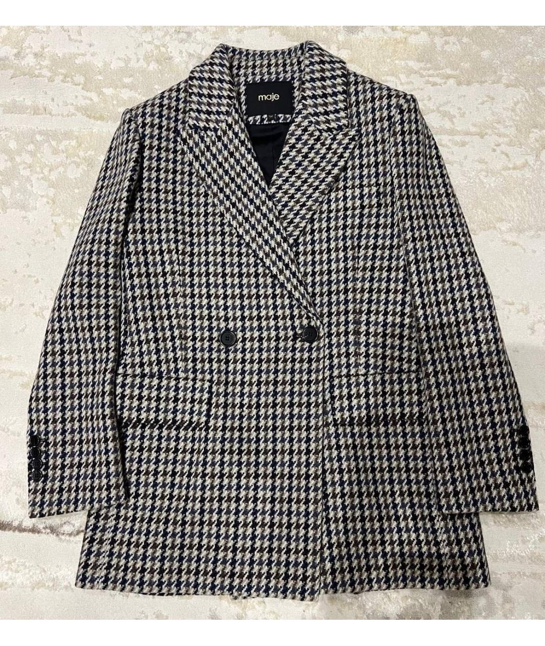 MAJE Бежевый шерстяной жакет/пиджак, фото 2