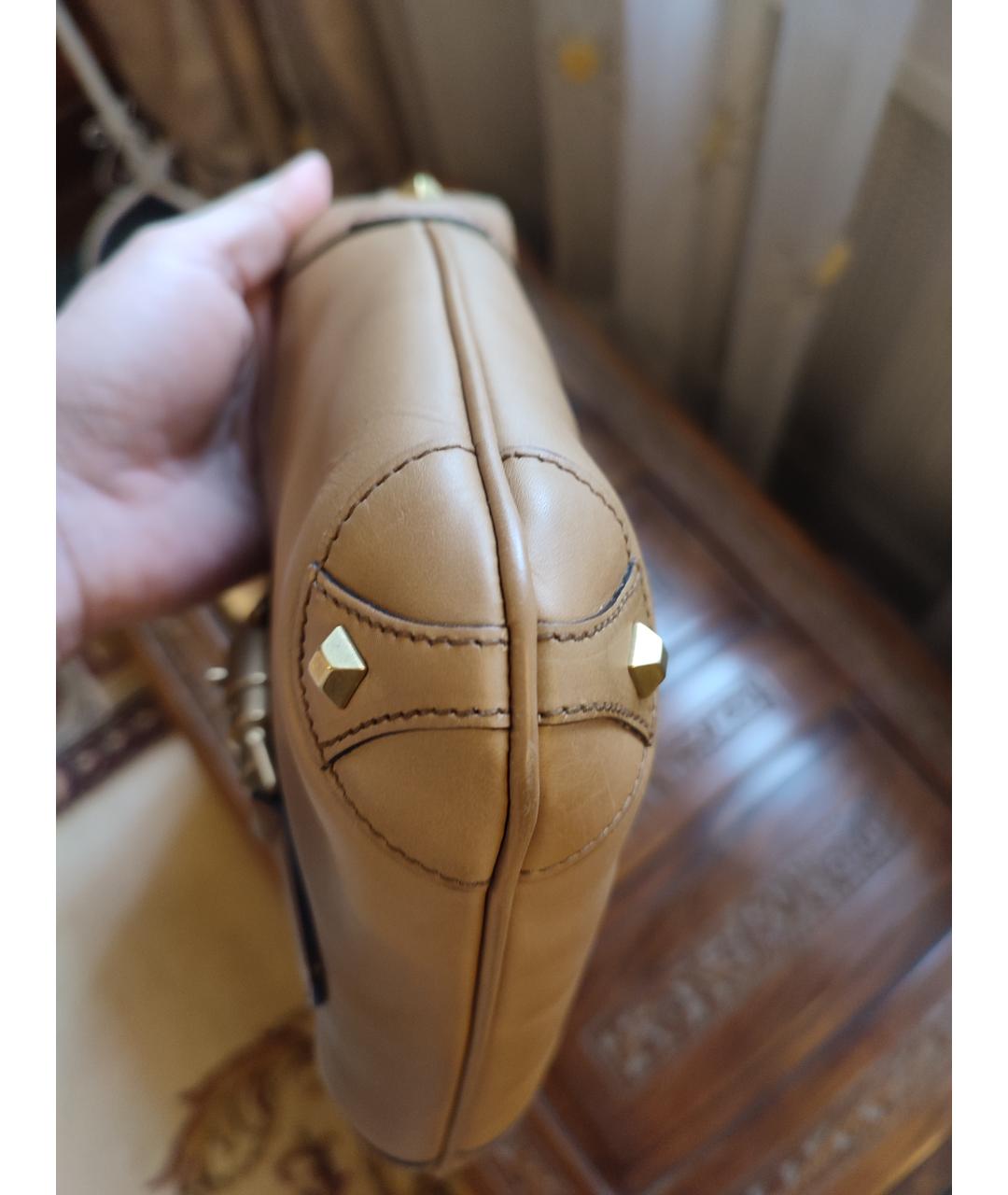 GUCCI Бежевая кожаная сумка через плечо, фото 4