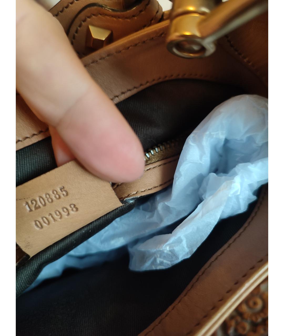 GUCCI Бежевая кожаная сумка через плечо, фото 6